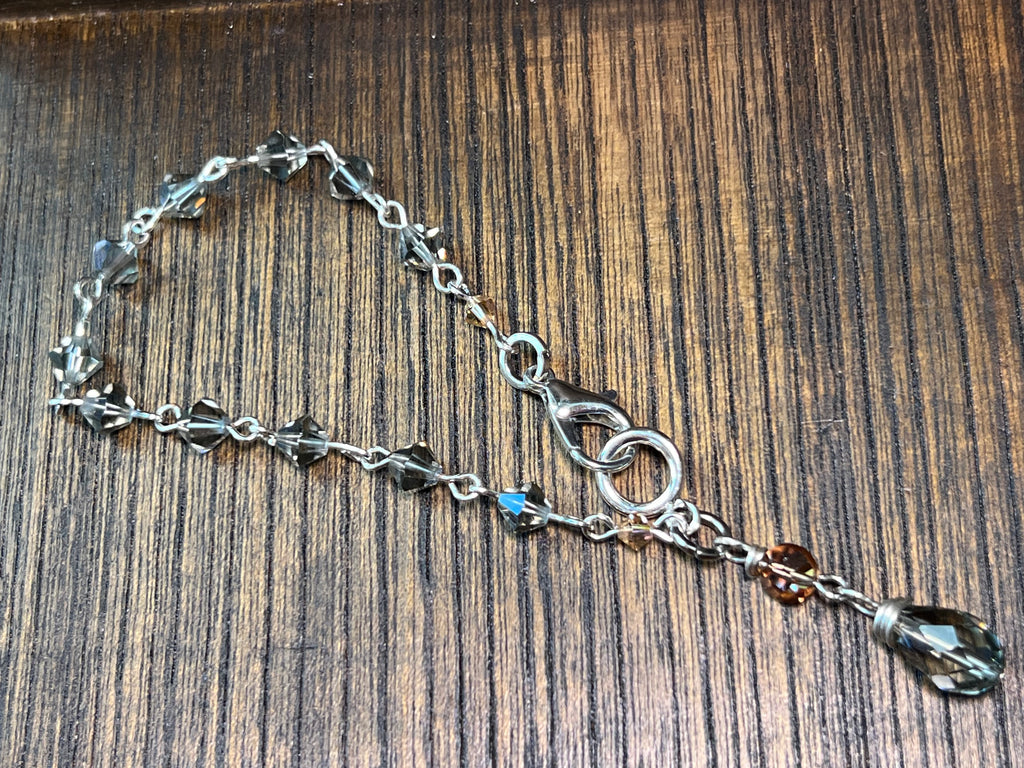 Swarovski Crystal Bracelet 6.5” - champagne & grey