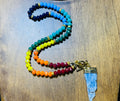 Front Clasp Necklace - Kyanite + Rainbow Glass