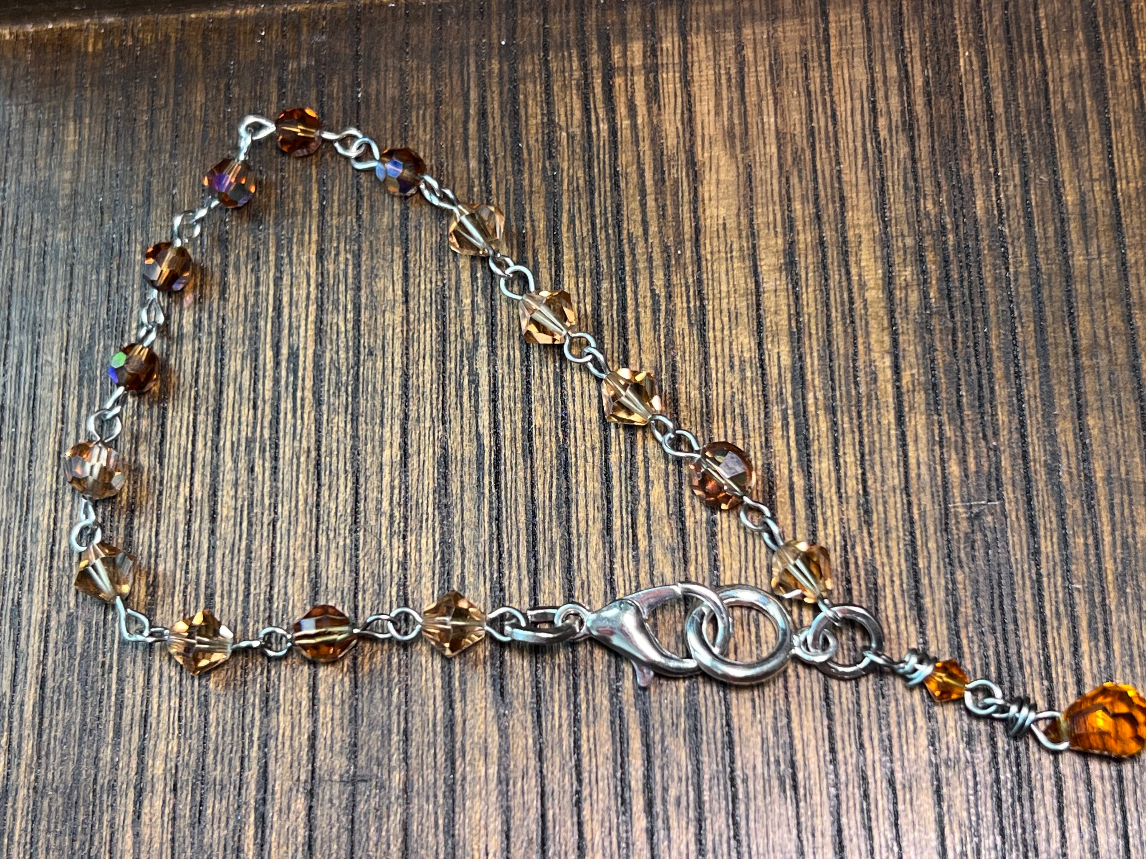 Swarovski Crystal Bracelet 7.5” - orange & champagne