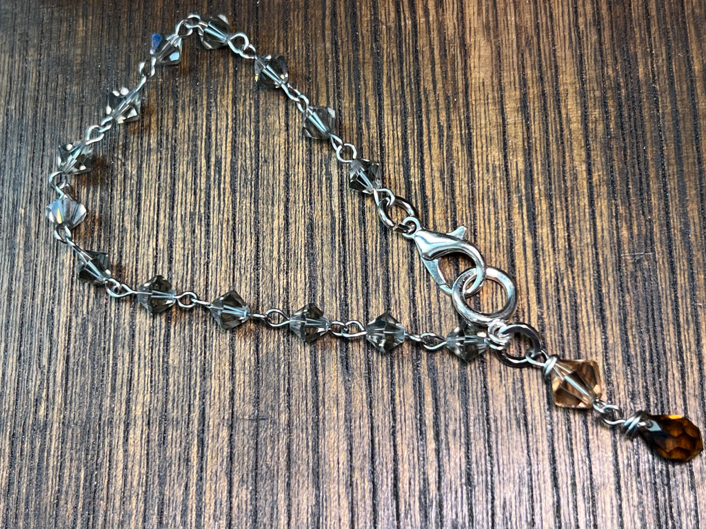 Swarovski Bracelet 7” - grey & brown