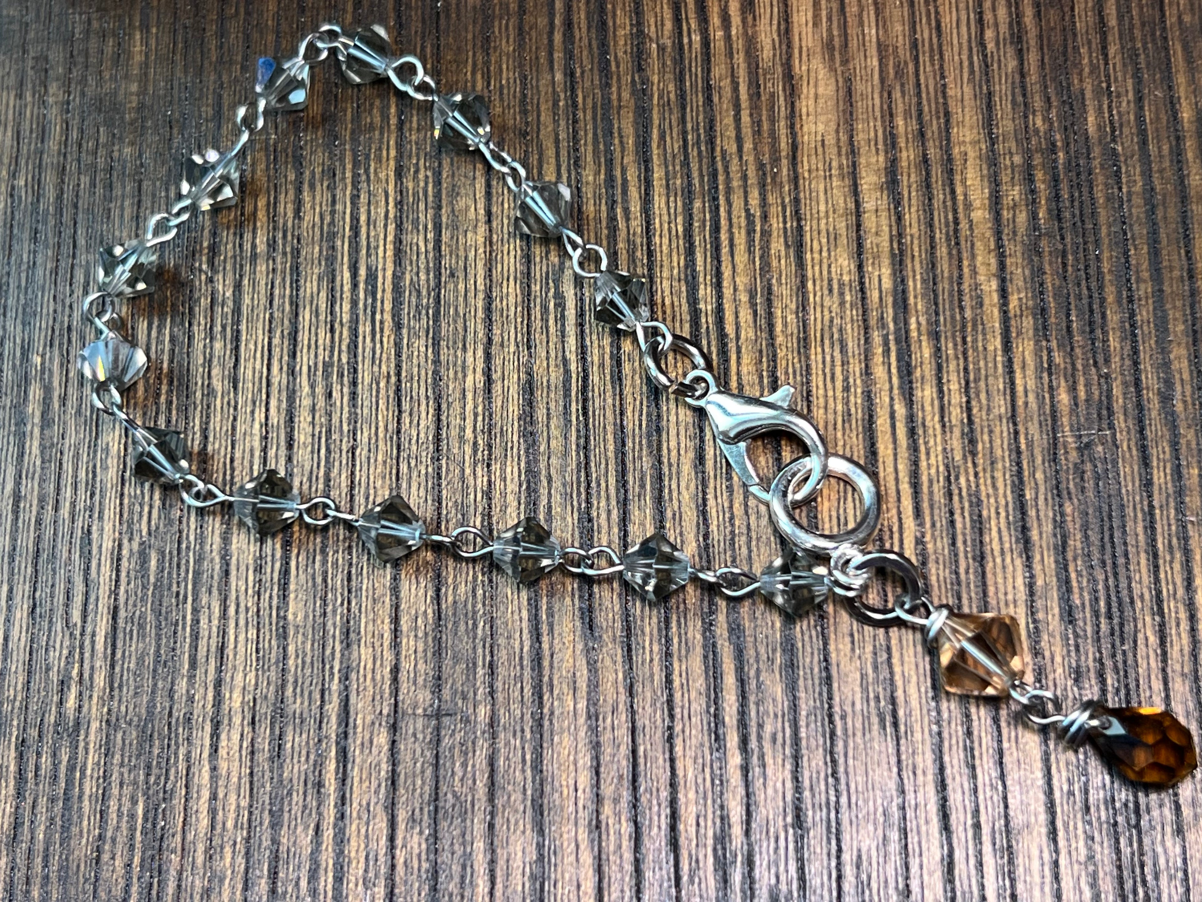 Swarovski Bracelet 7” - grey & brown