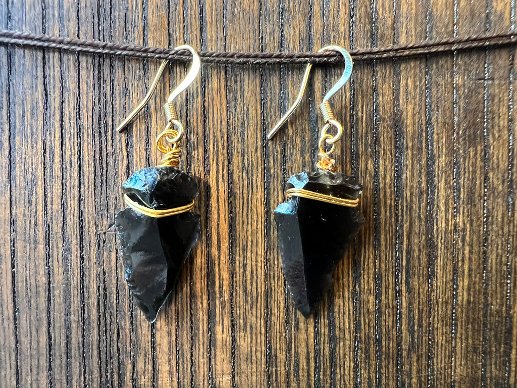 Obsidian Arrowhead Earrings