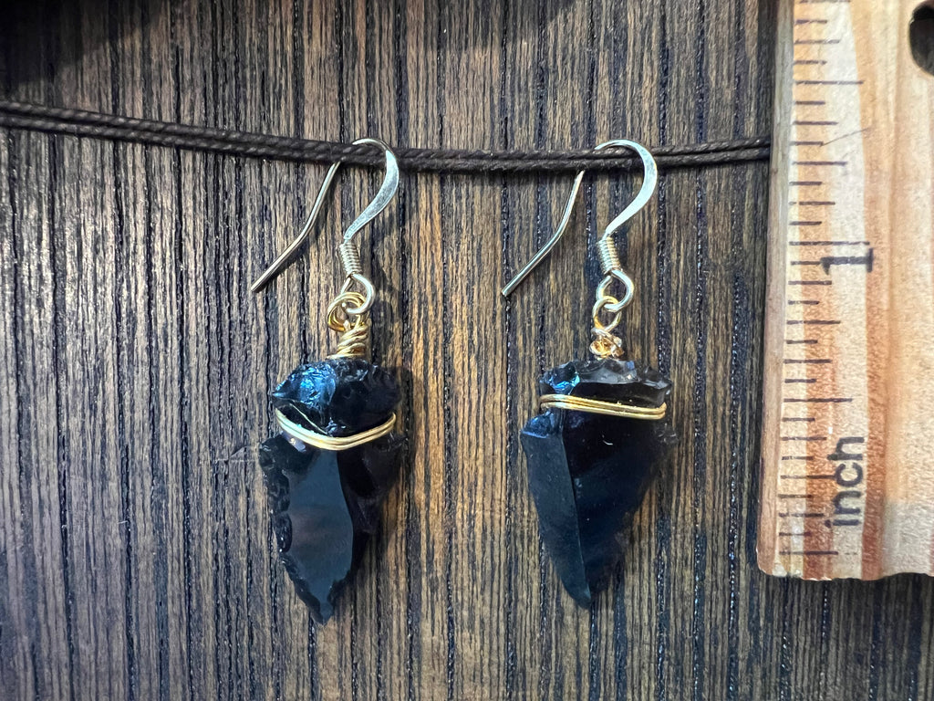 Obsidian Arrowhead Earrings
