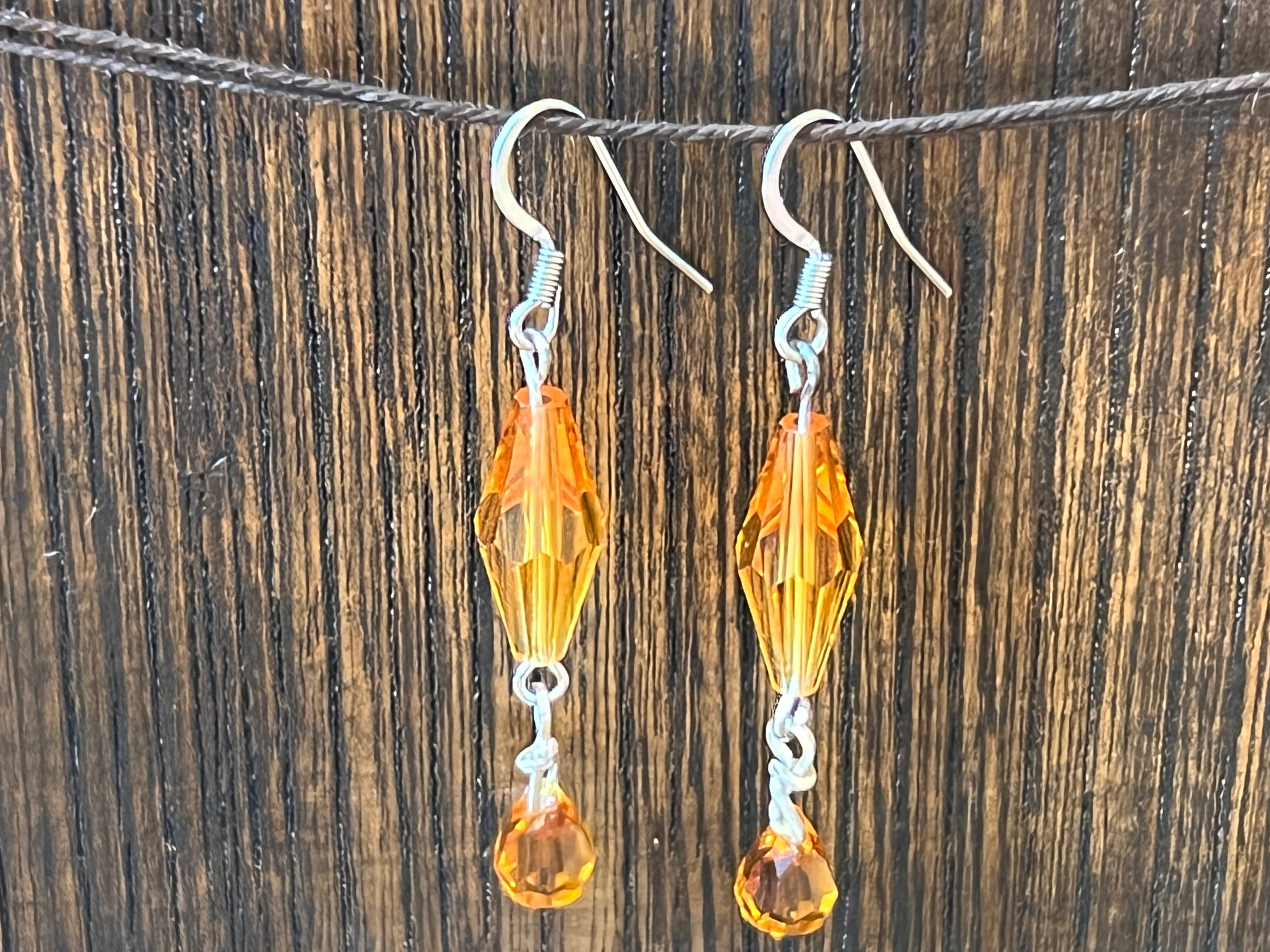 Swarovski Crystal Earrings - golden orange