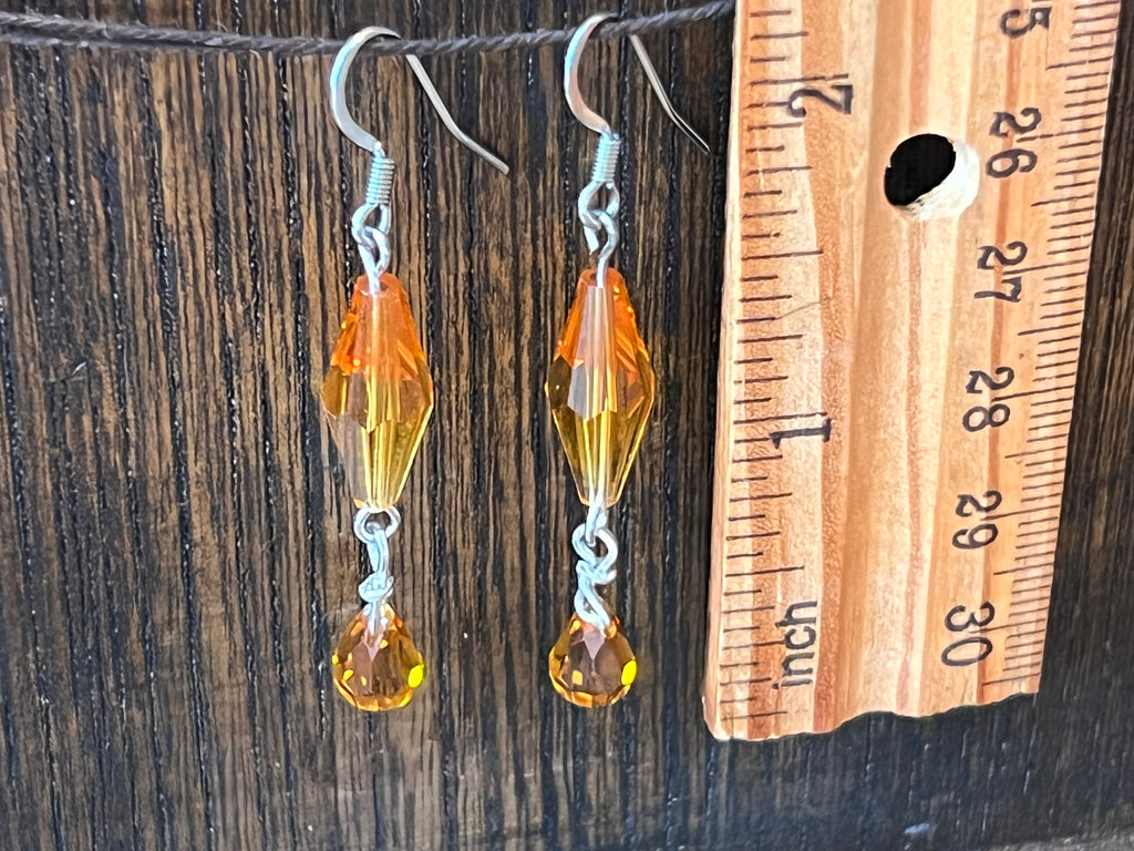Swarovski Crystal Earrings - golden orange