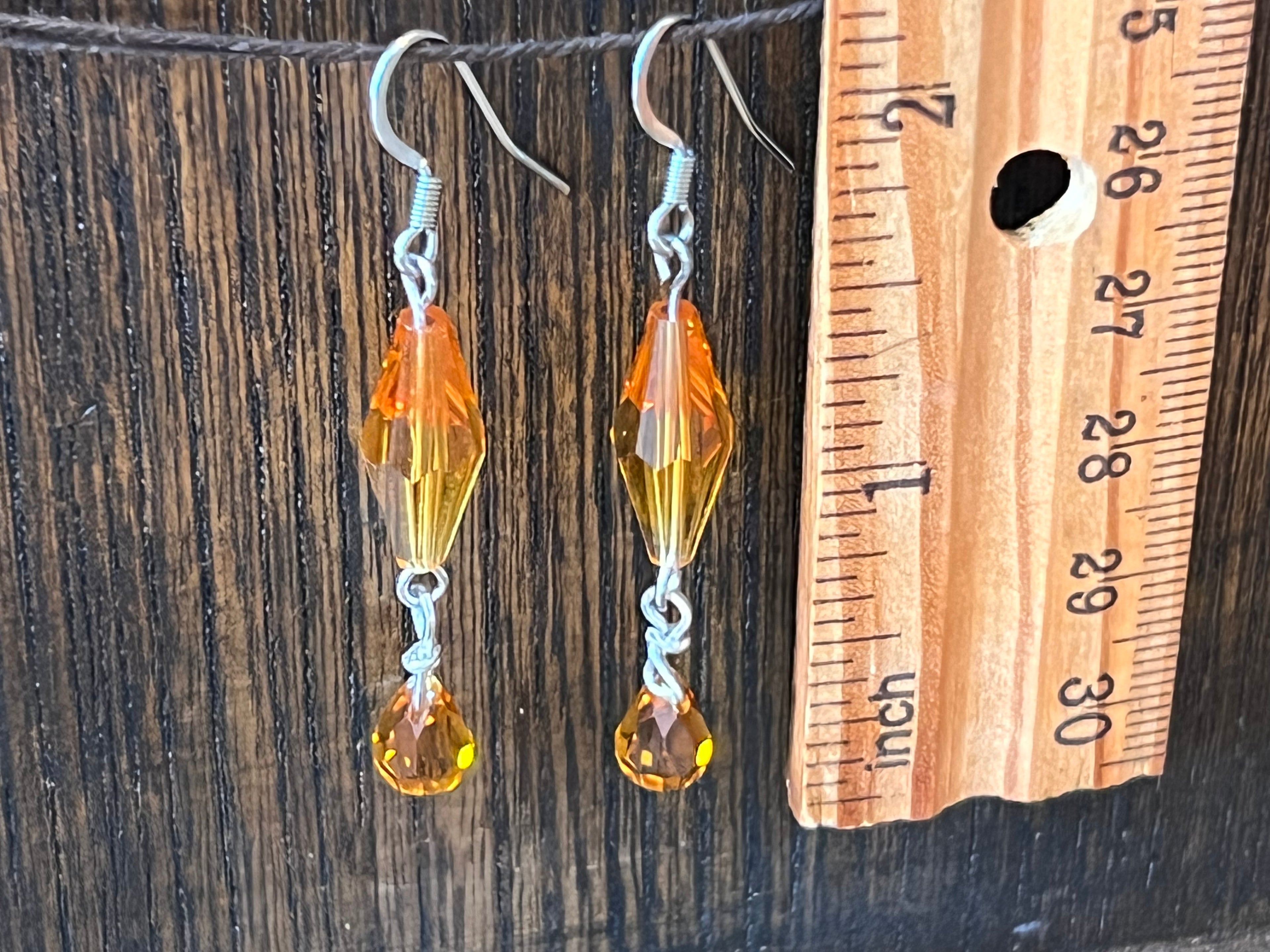 Swarovski Crystal Earrings - golden orange