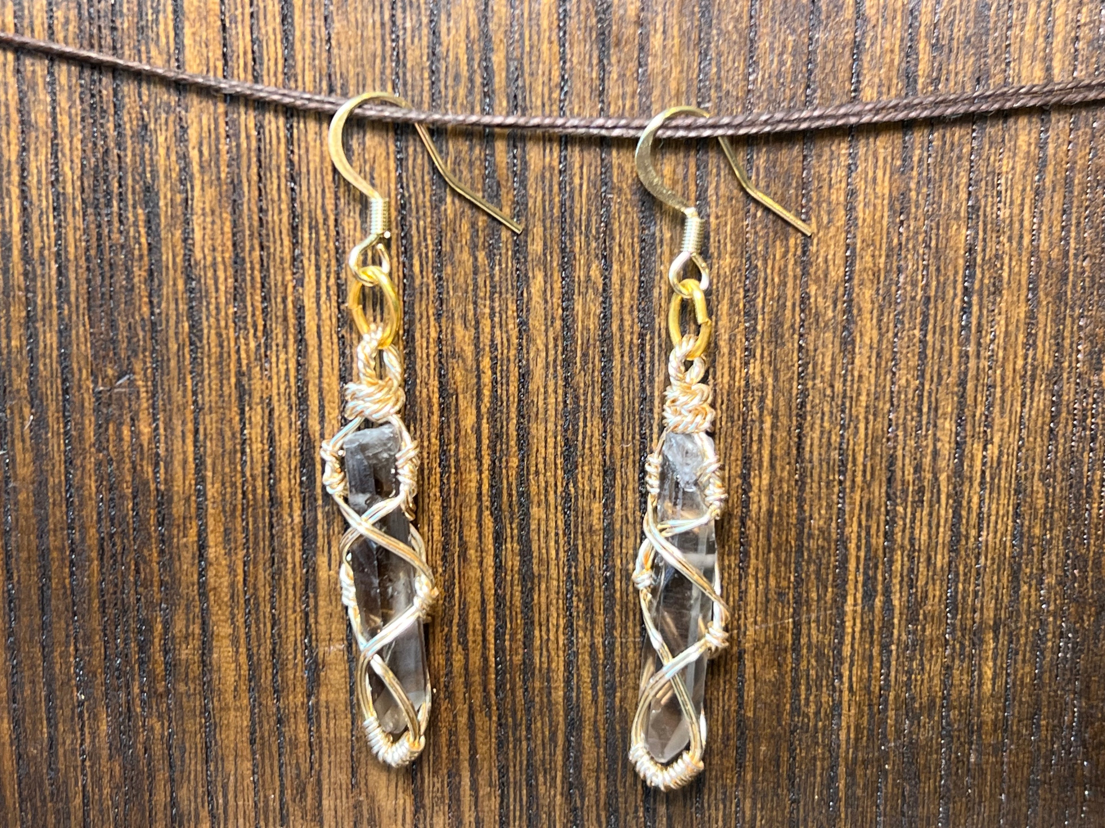 Smoky Quartz Earrings Gold