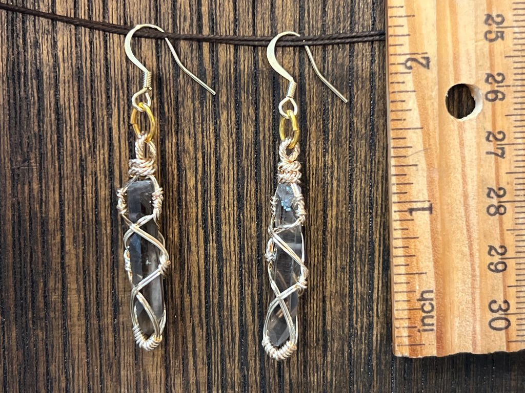 Smoky Quartz Earrings Gold