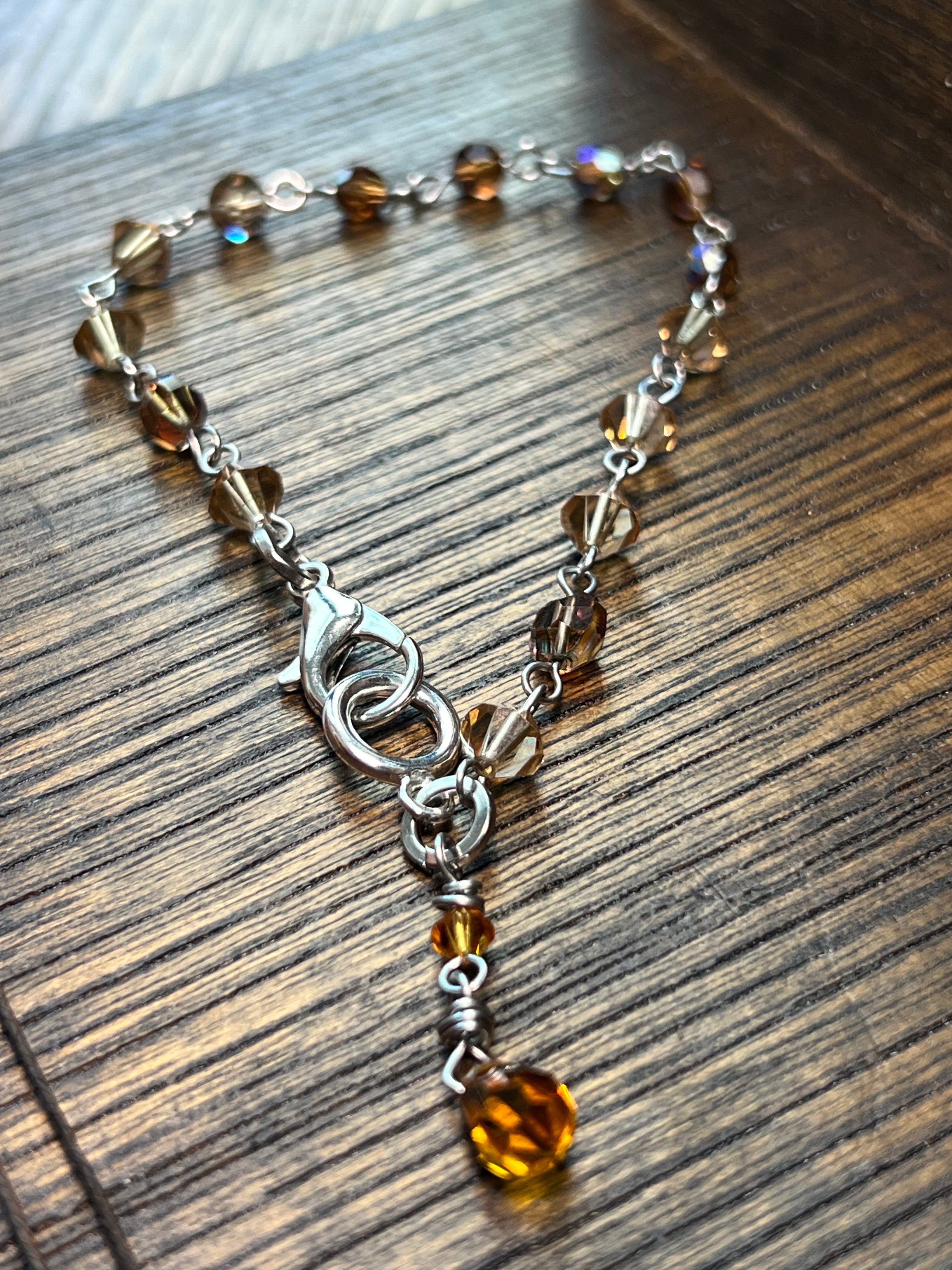 Swarovski Crystal Bracelet 7.5” - orange & champagne