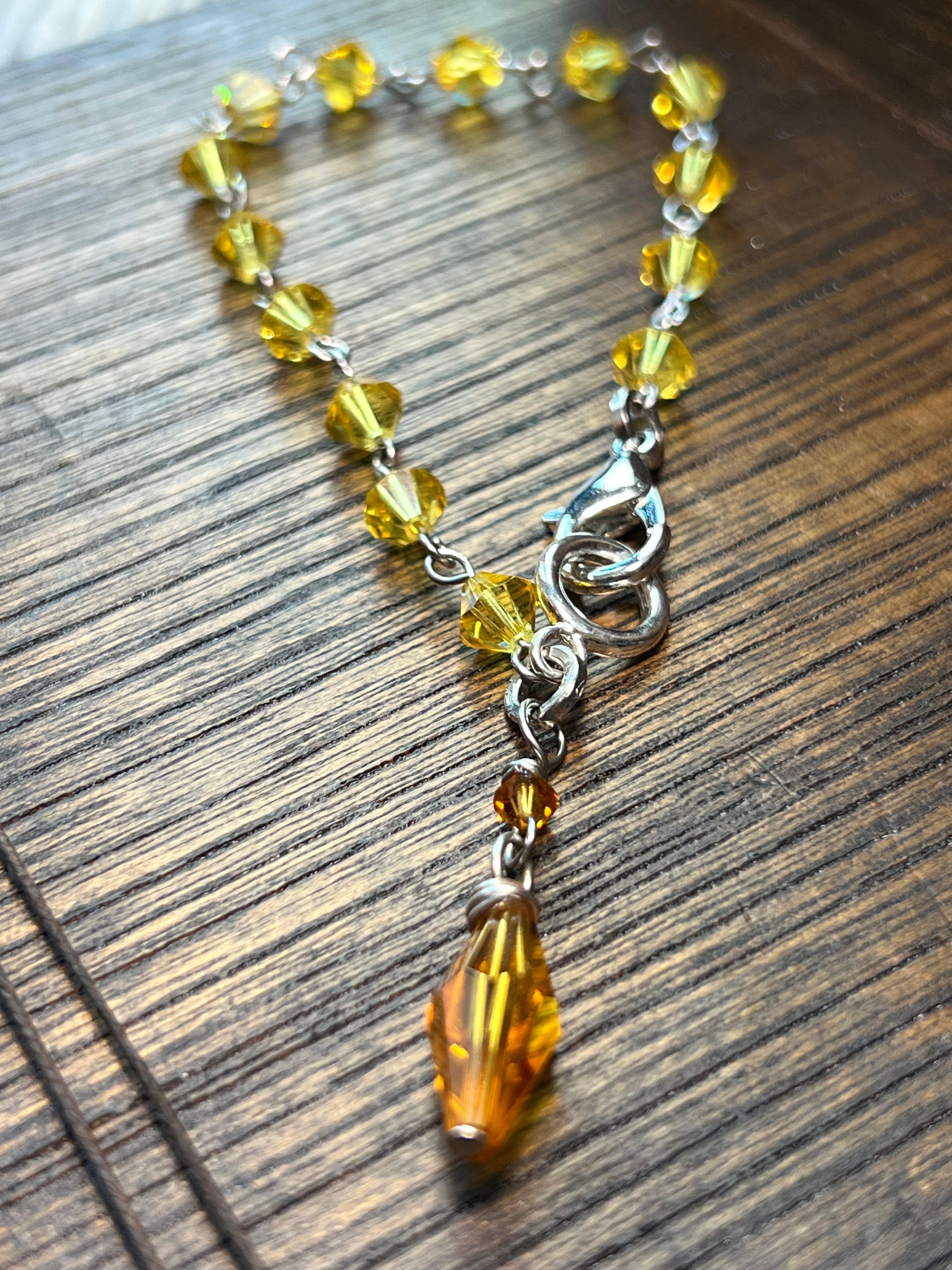 Swarovski Crystal Bracelet 7” - yellow & orange