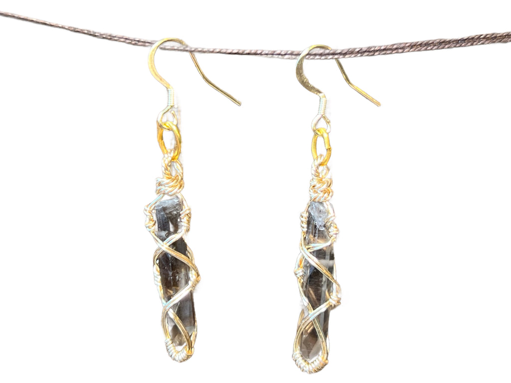 Smoky Quartz Earrings Gold