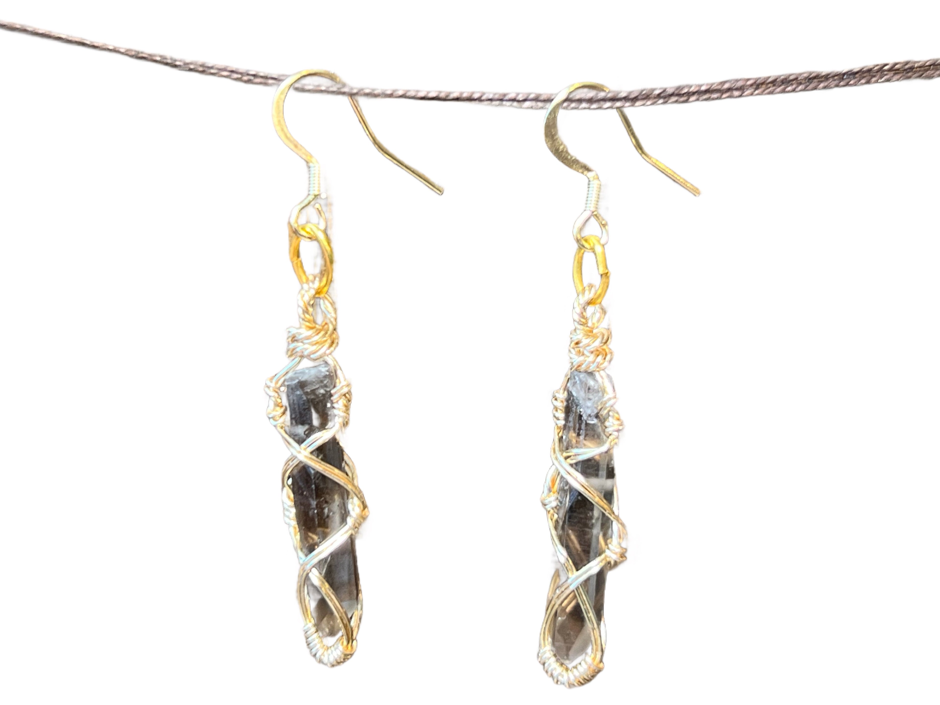 Smoky Quartz Earrings Gold