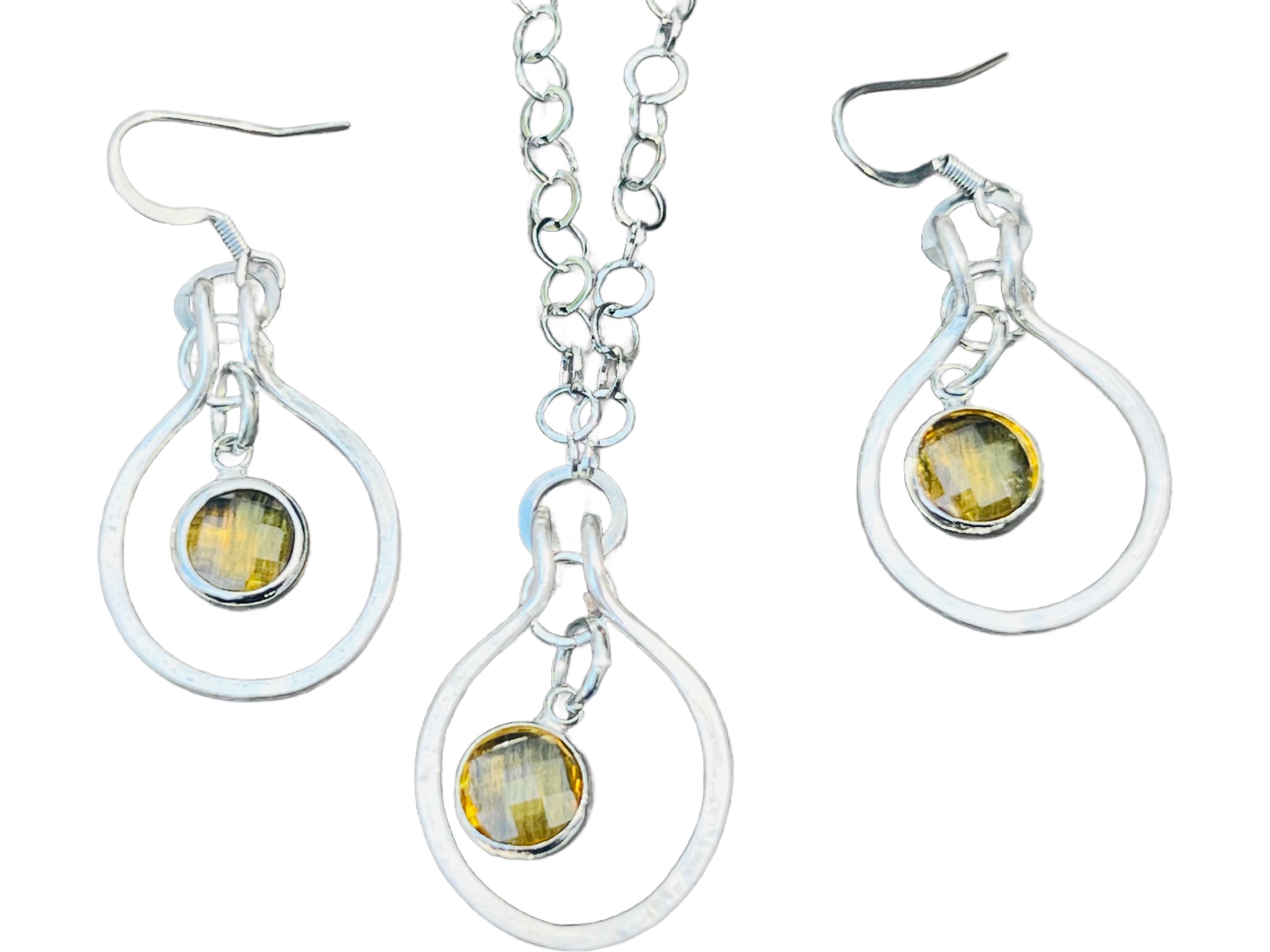 Matching Jewelry Set - Glass Crystal Earrings and Necklace various colors