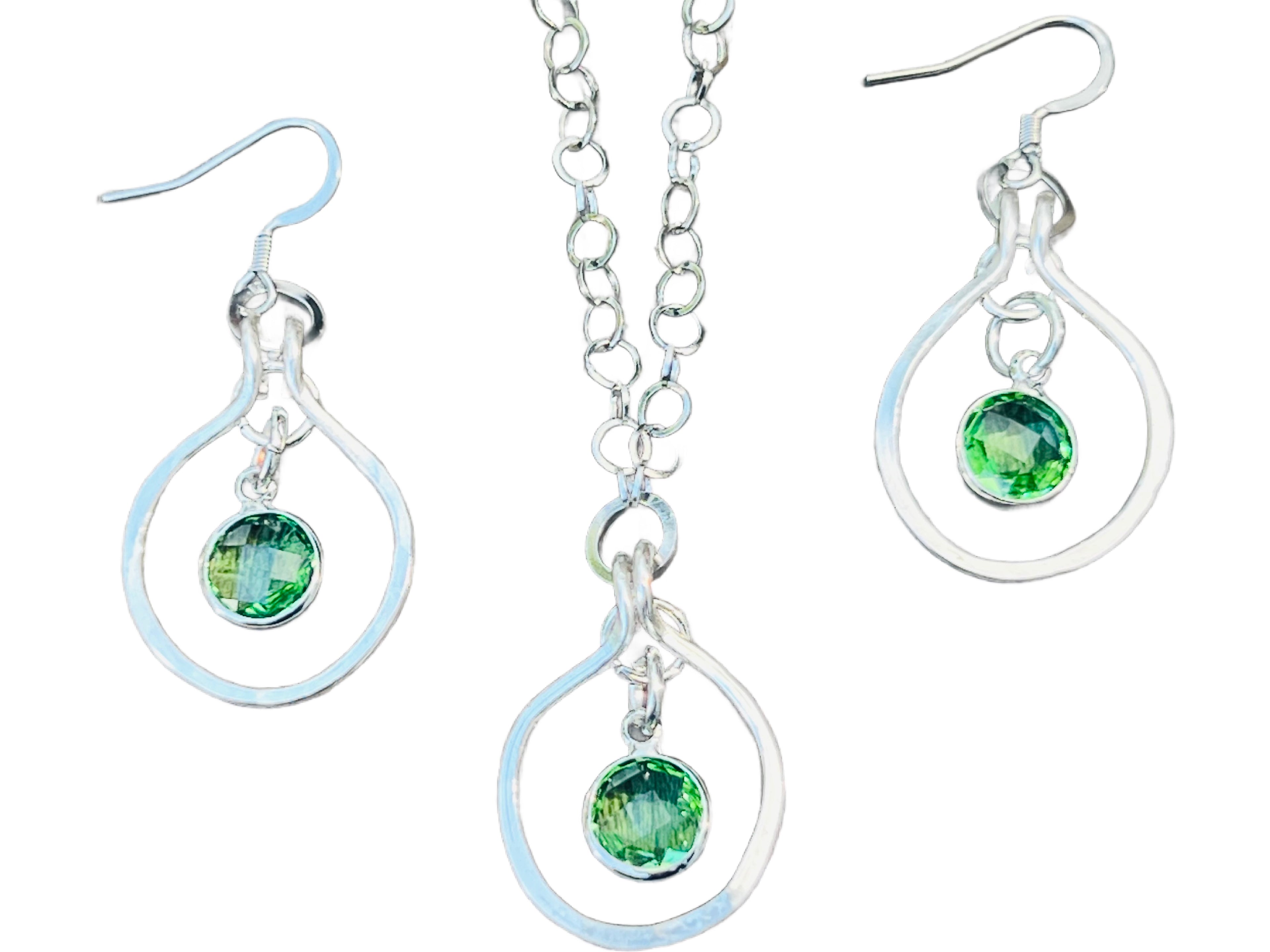 Matching Jewelry Set - Glass Crystal Earrings and Necklace various colors