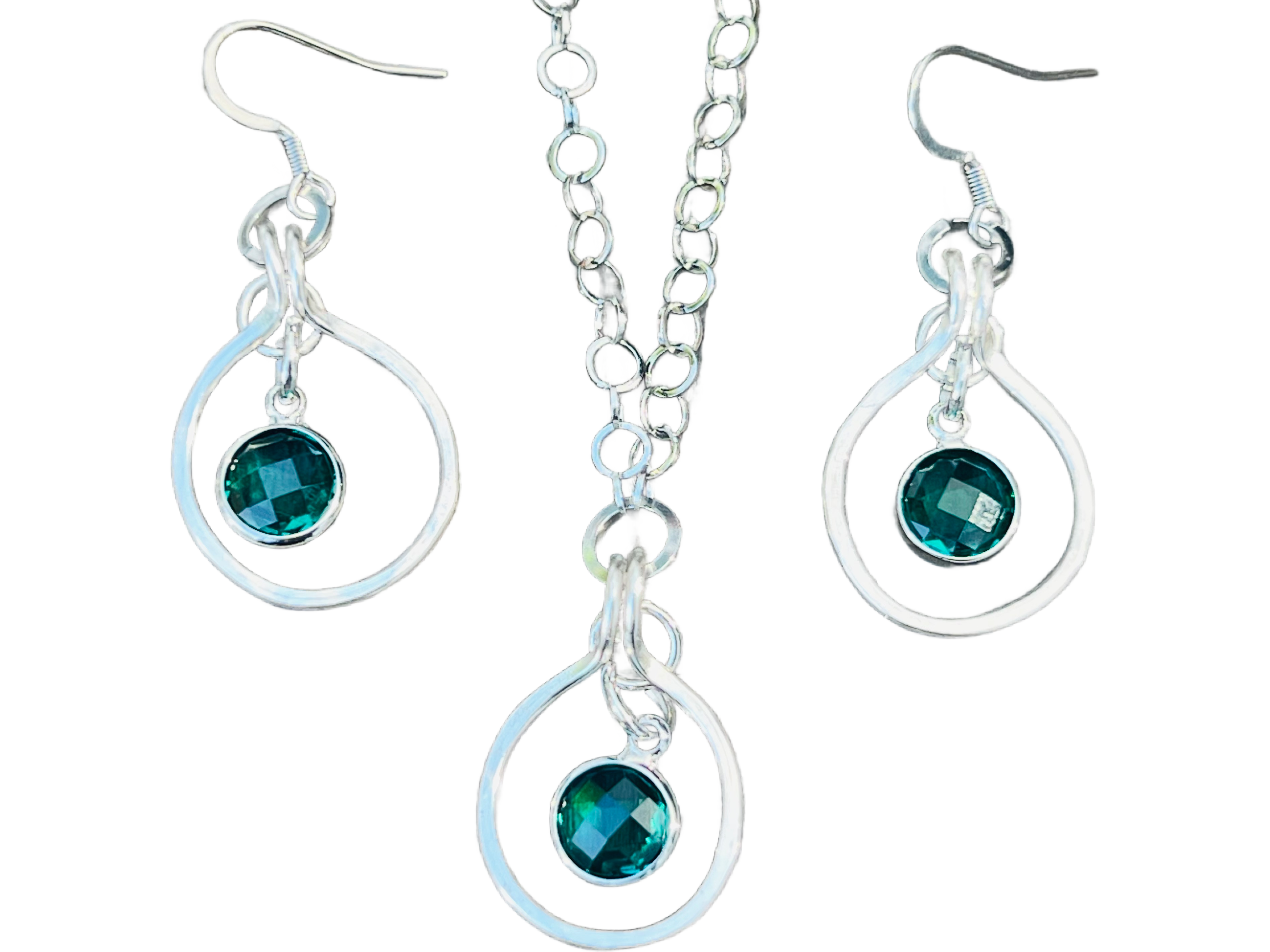 Matching Jewelry Set - Glass Crystal Earrings and Necklace various colors