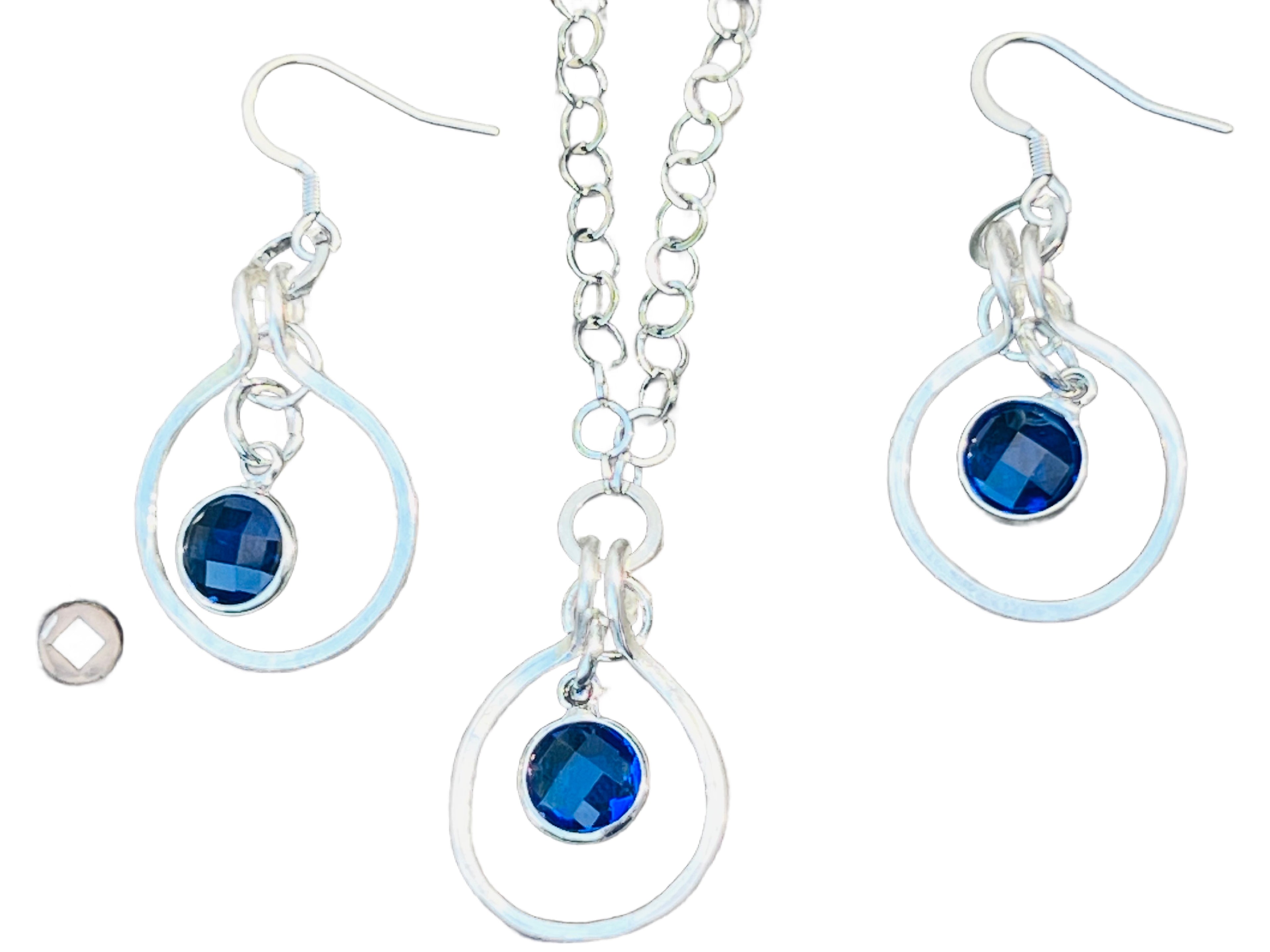 Matching Jewelry Set - Glass Crystal Earrings and Necklace various colors