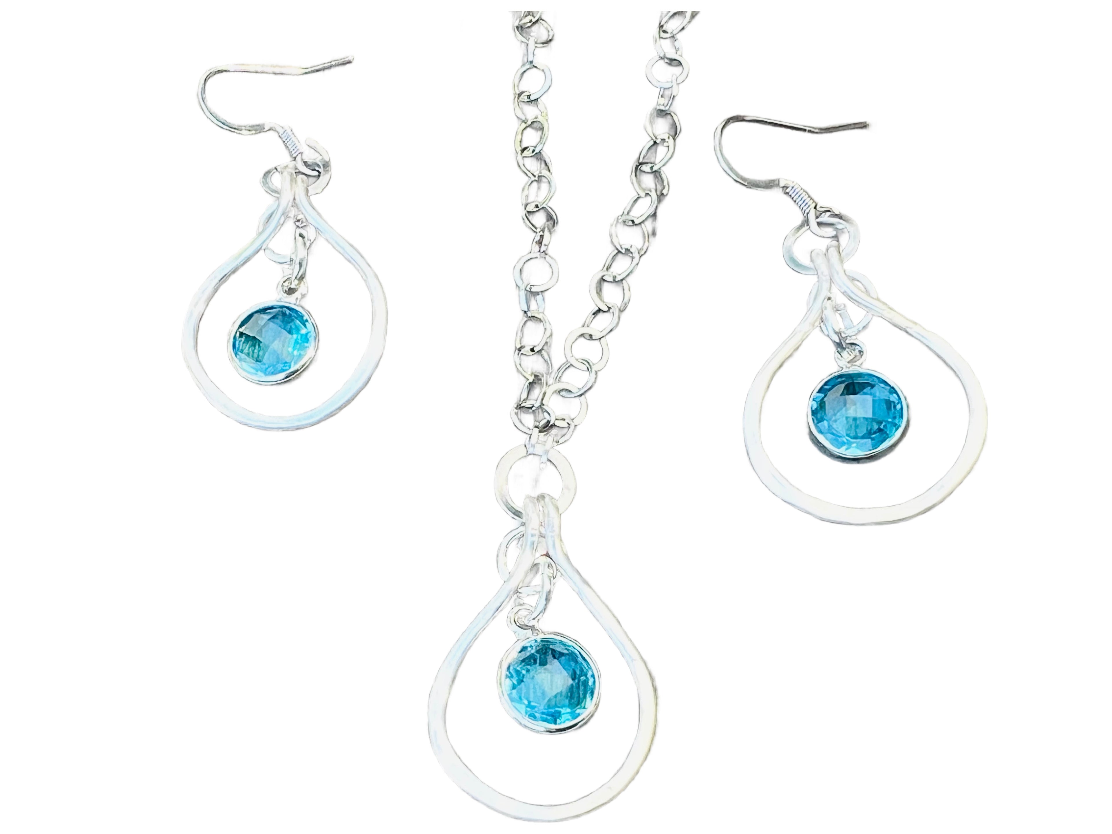 Matching Jewelry Set - Glass Crystal Earrings and Necklace various colors