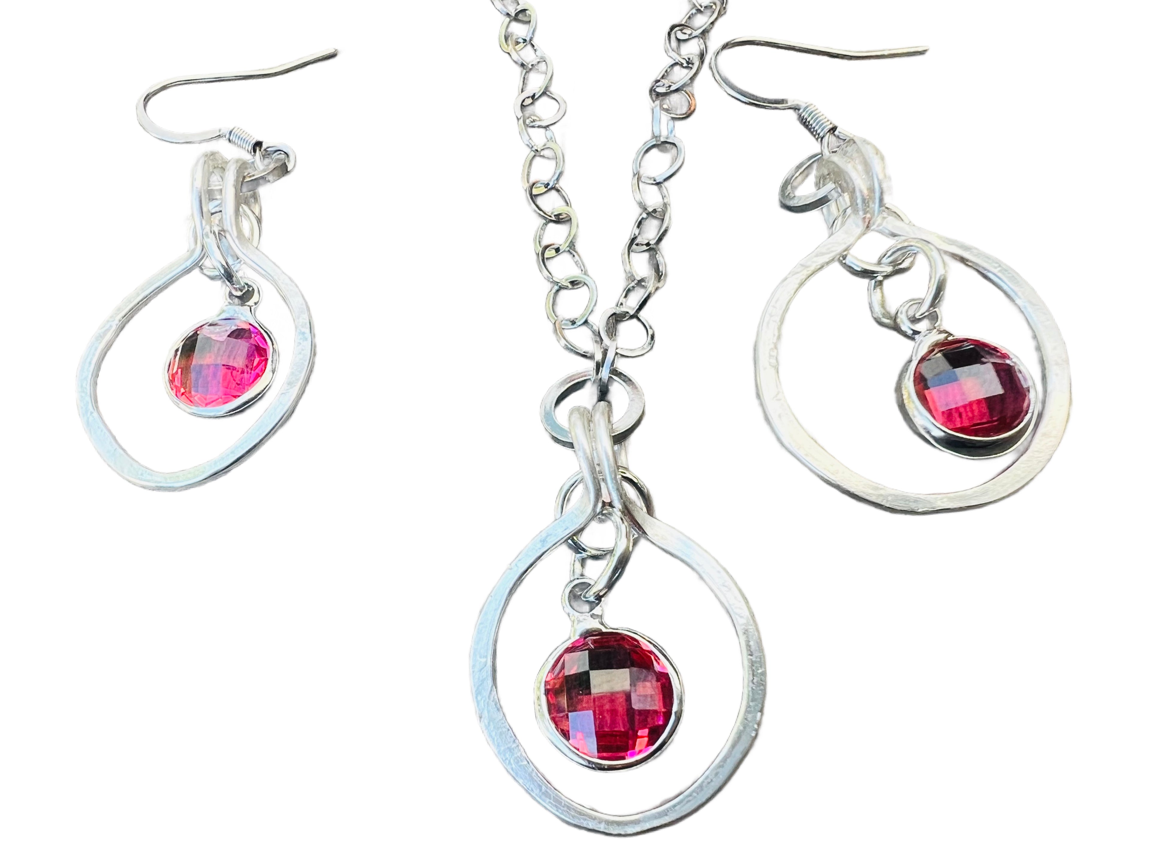 Matching Jewelry Set - Glass Crystal Earrings and Necklace various colors