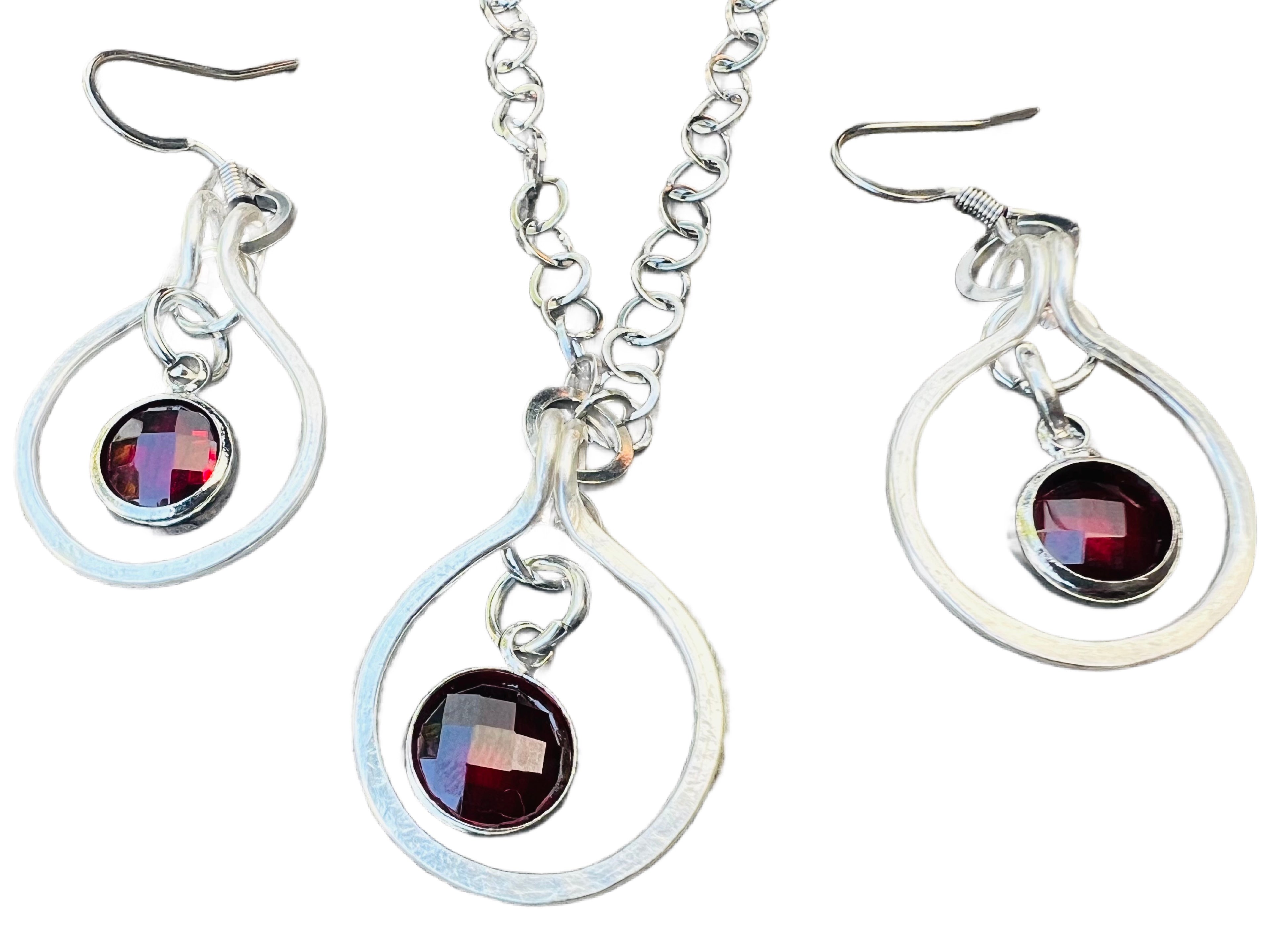 Matching Jewelry Set - Glass Crystal Earrings and Necklace various colors