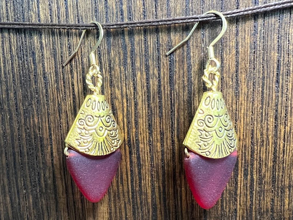 Glass Bead earrings - Red