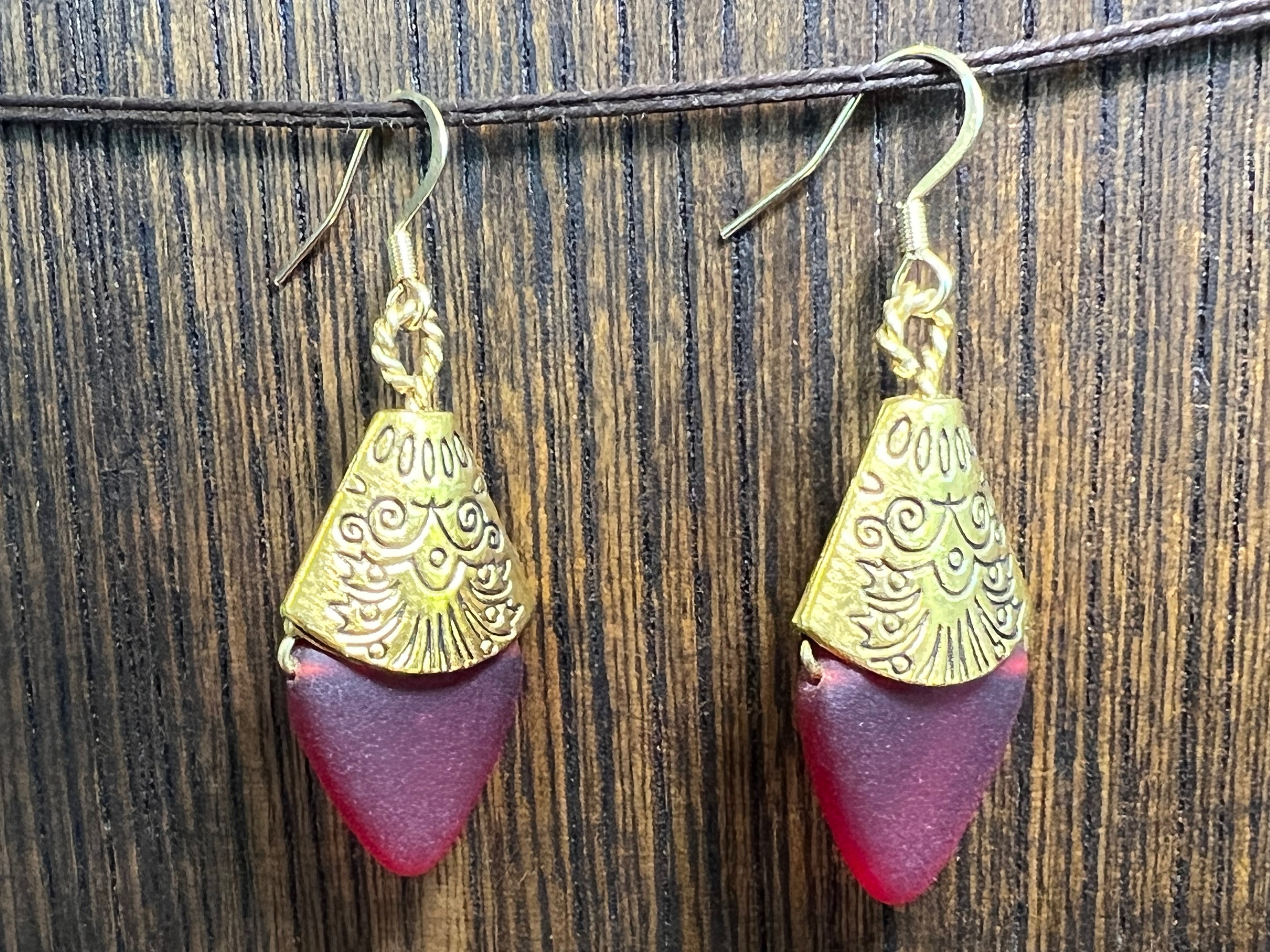 Glass Bead earrings - Red