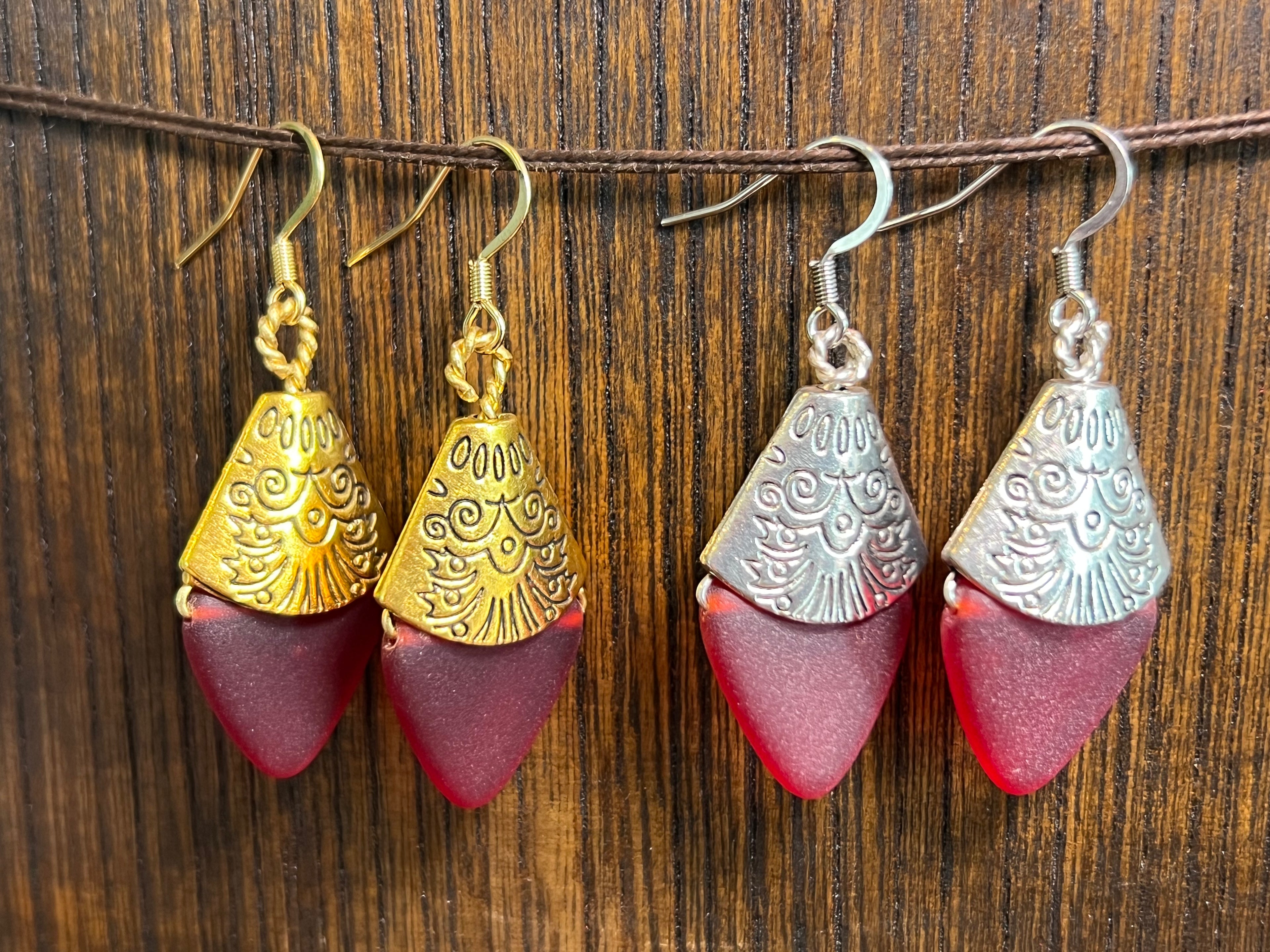 Glass Bead earrings - Red