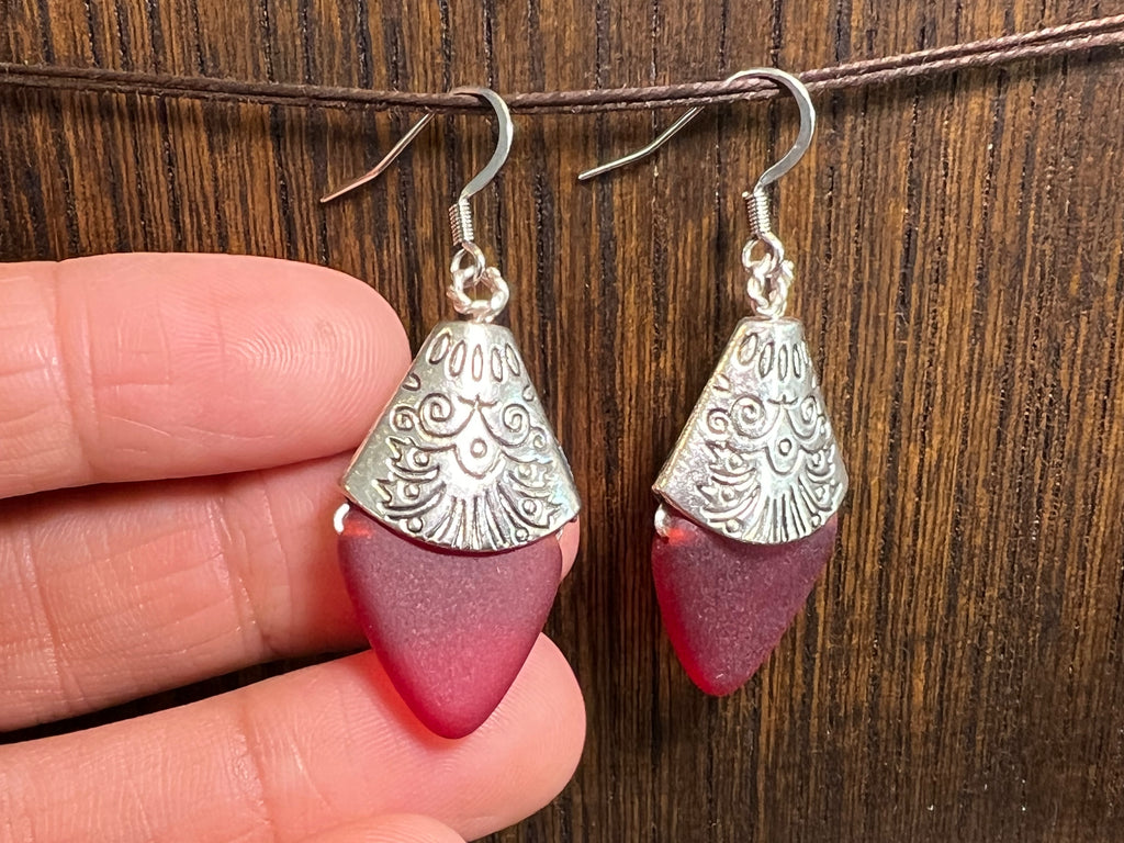 Glass Bead earrings - Red
