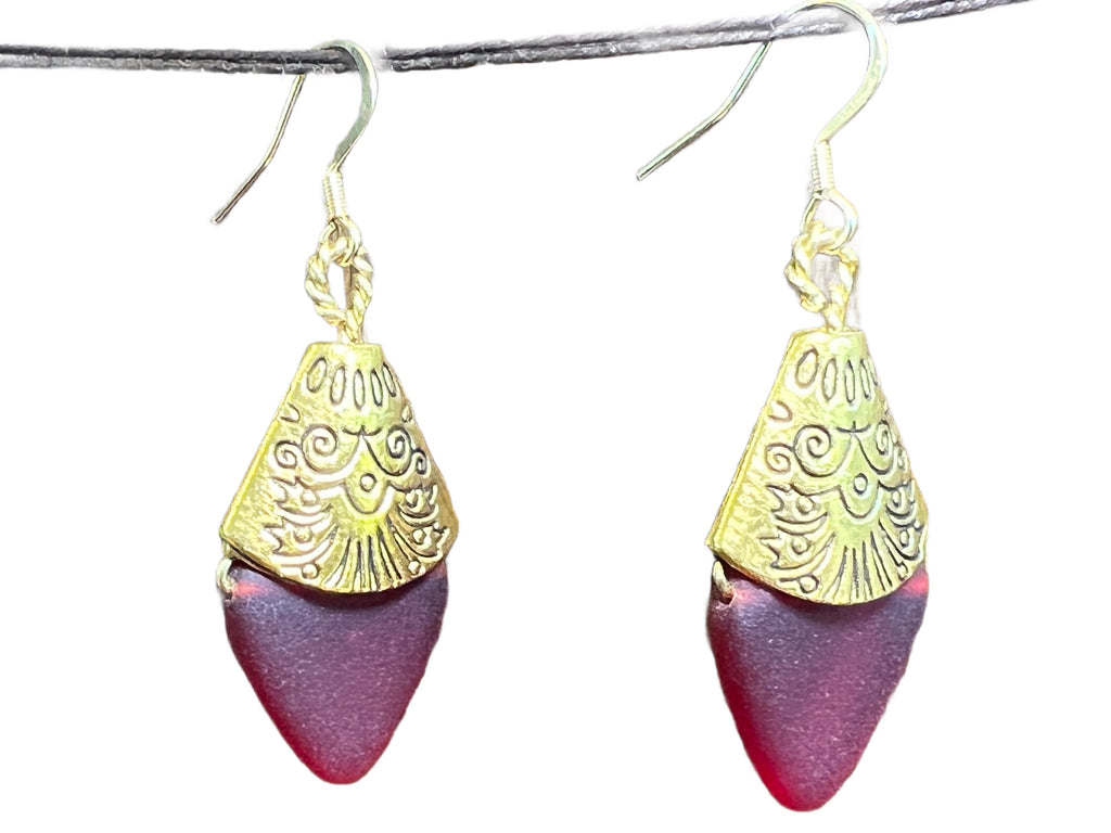 Glass Bead earrings - Red