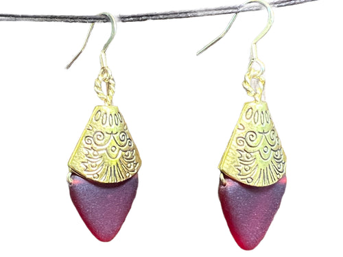 Glass Bead earrings - Red
