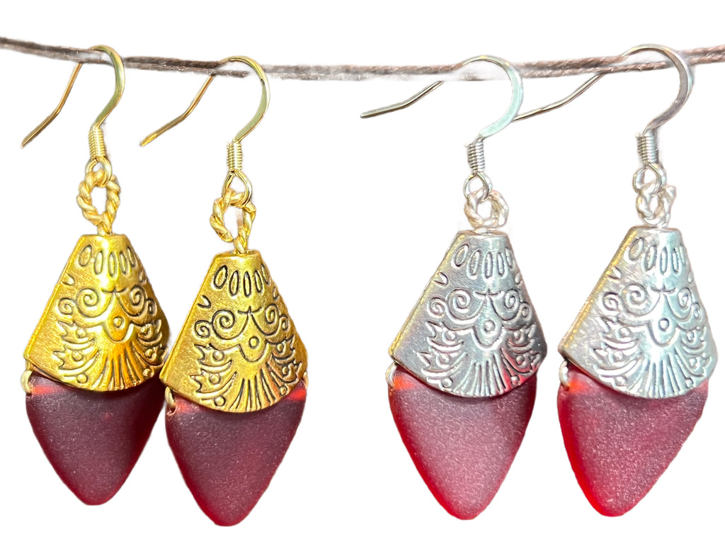 Glass Bead earrings - Red