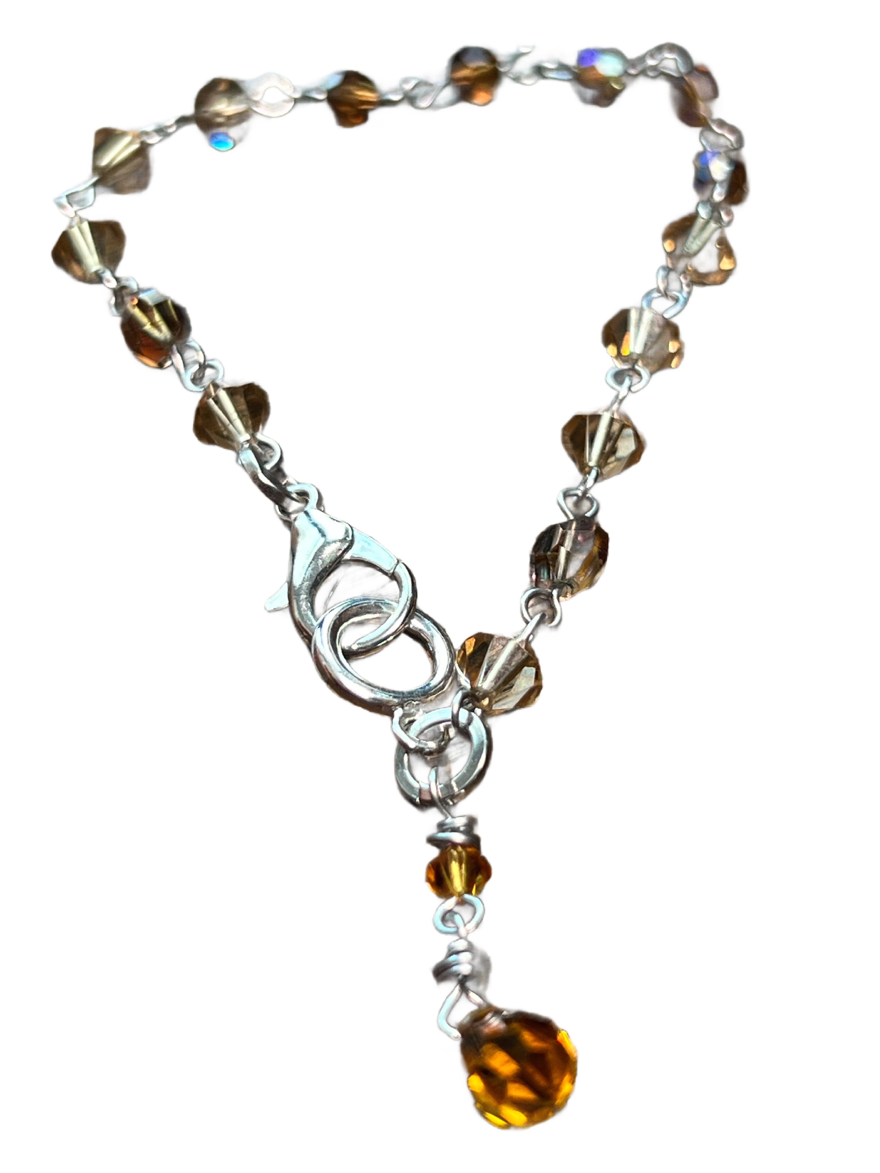 Swarovski Crystal Bracelet 7.5” - orange & champagne