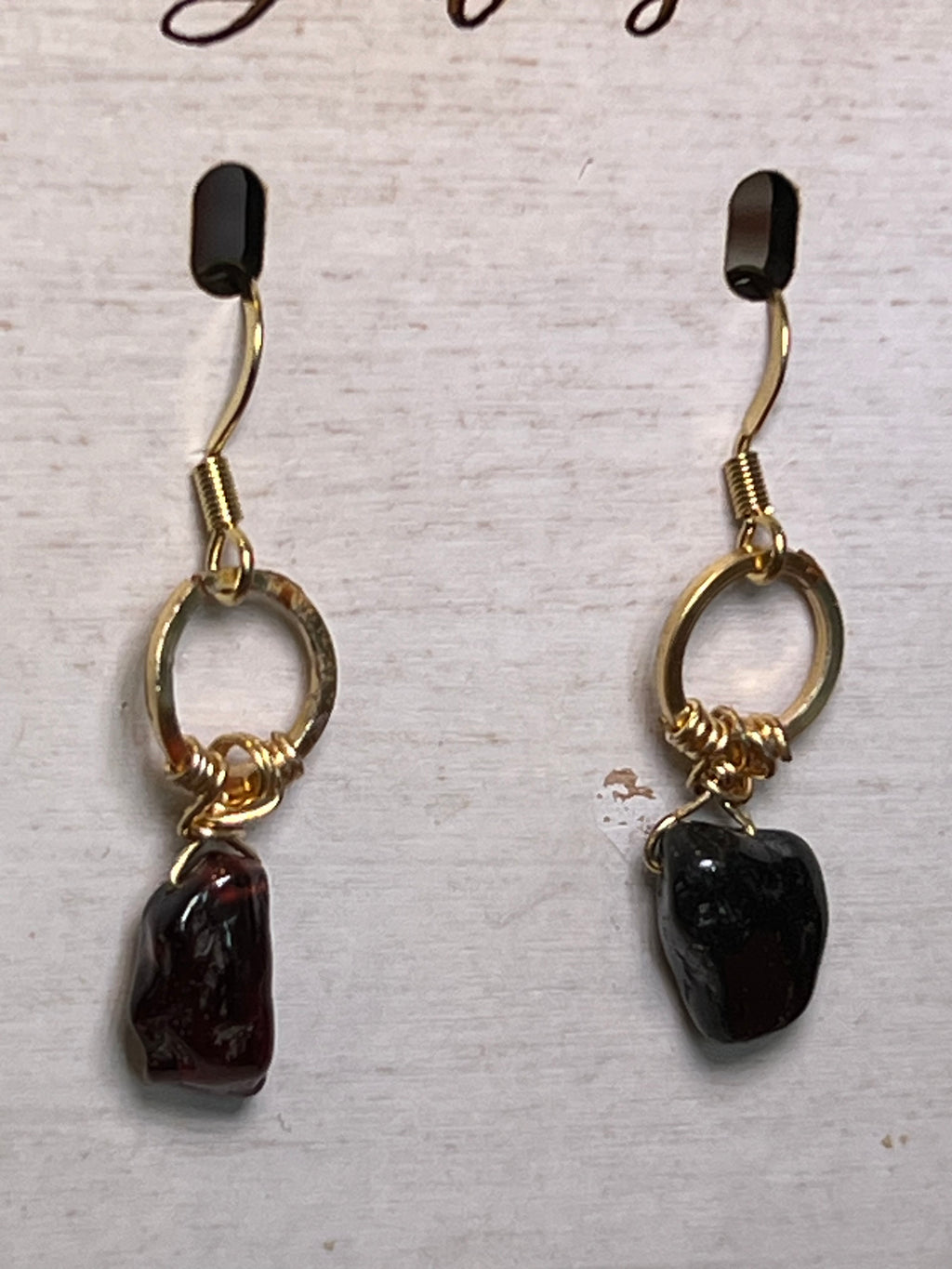 Garnet Earrings on 14k gold pl hooks