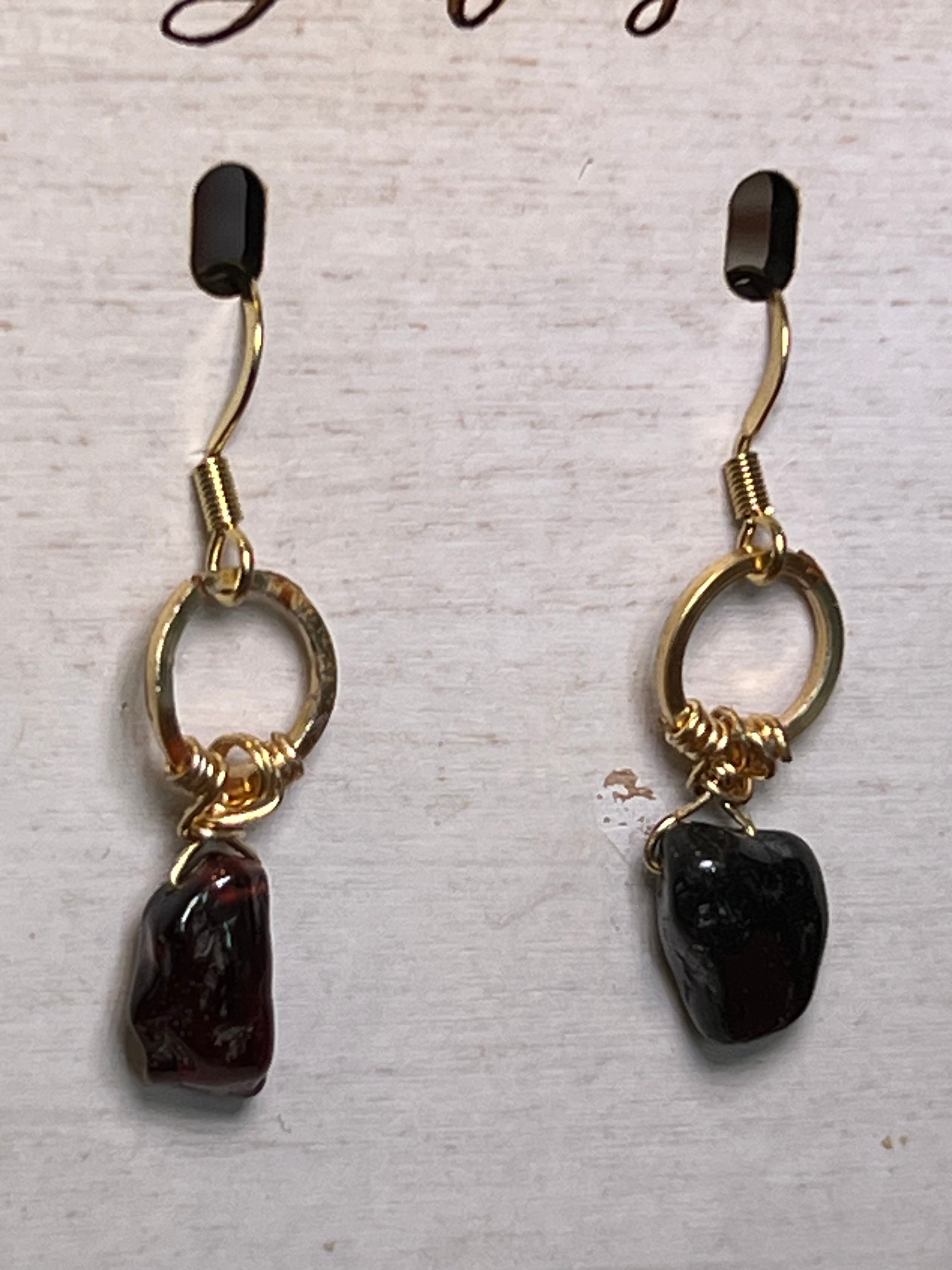 Garnet Earrings on 14k gold pl hooks