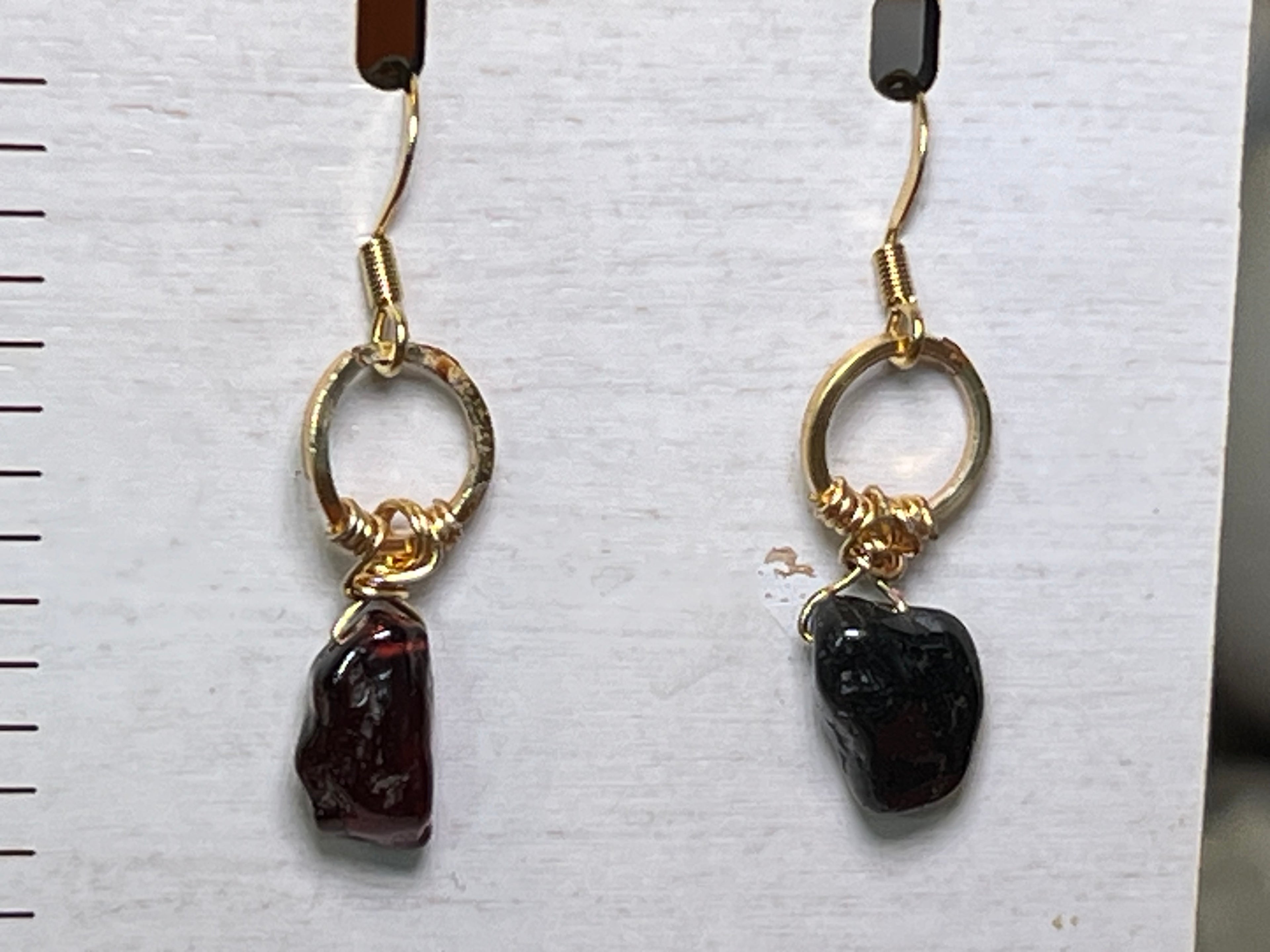 Garnet Earrings on 14k gold pl hooks