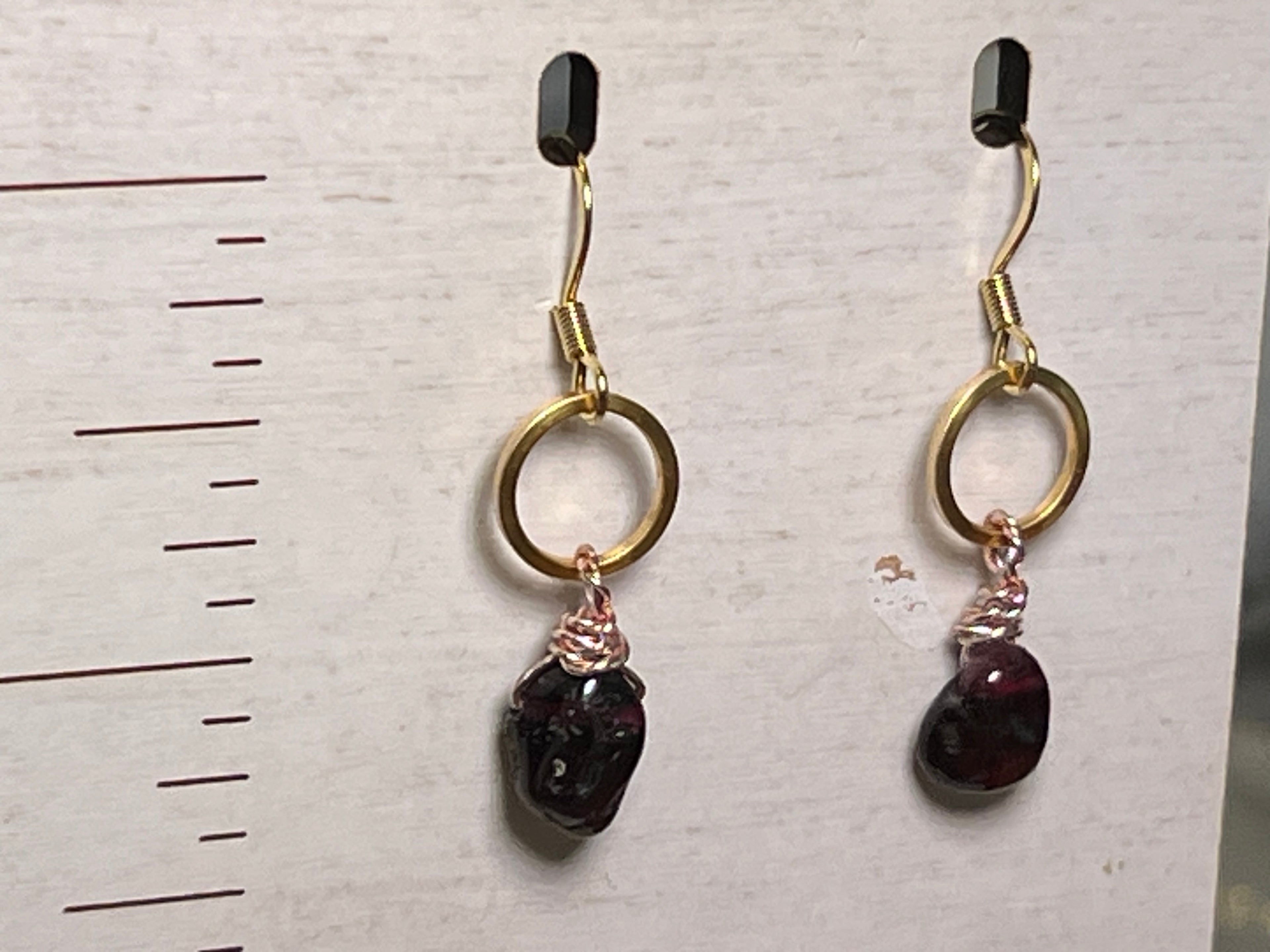 Garnet Earrings on 14k gold pl hooks