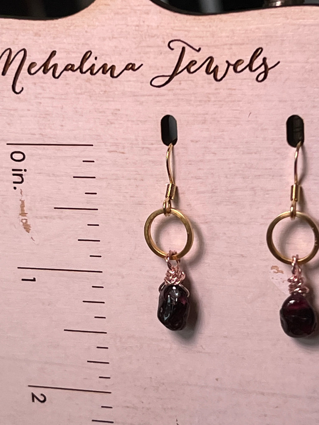 Garnet Earrings on 14k gold pl hooks
