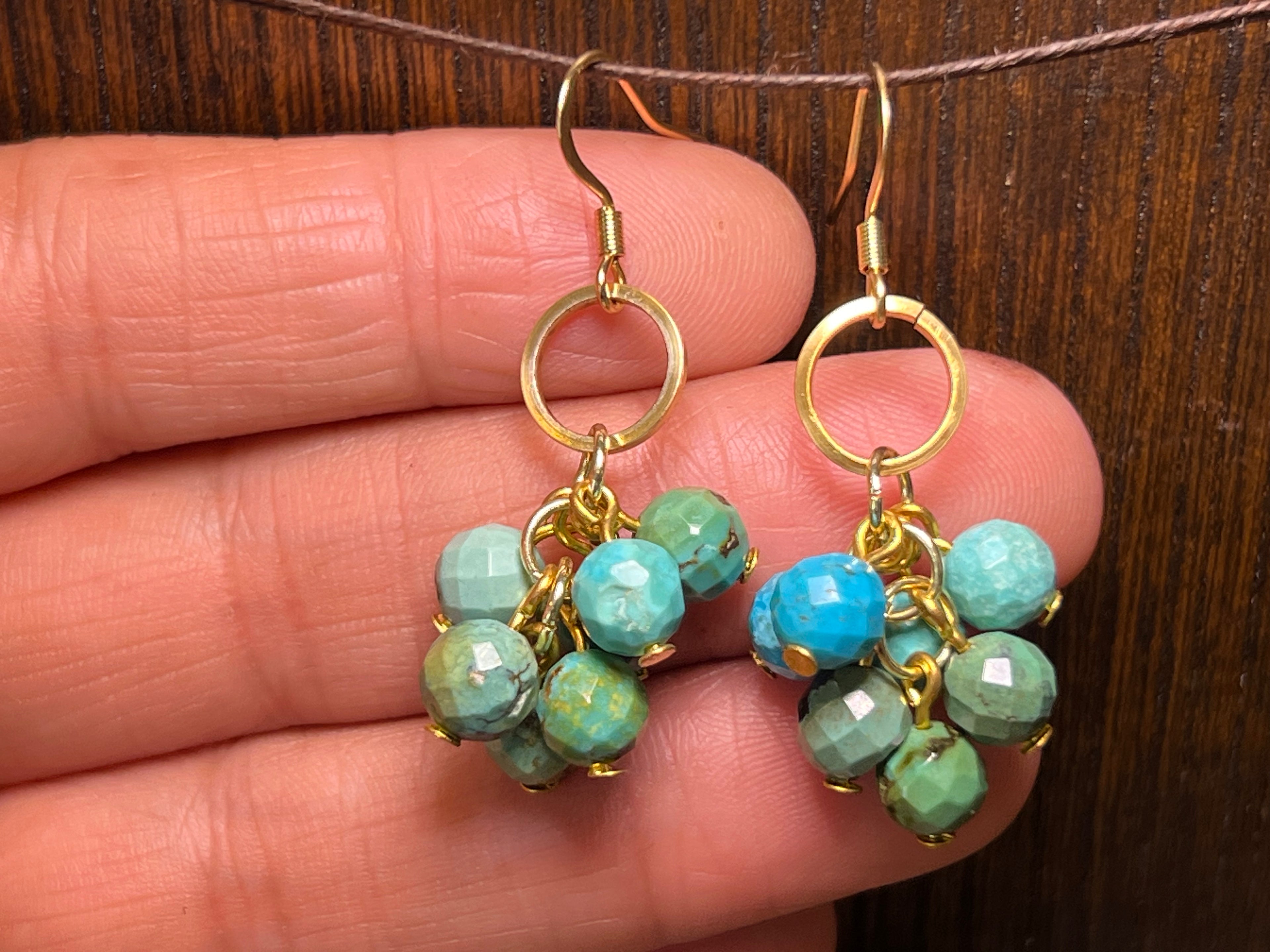 Turquoise Shaky Earrings on 14k gold pl