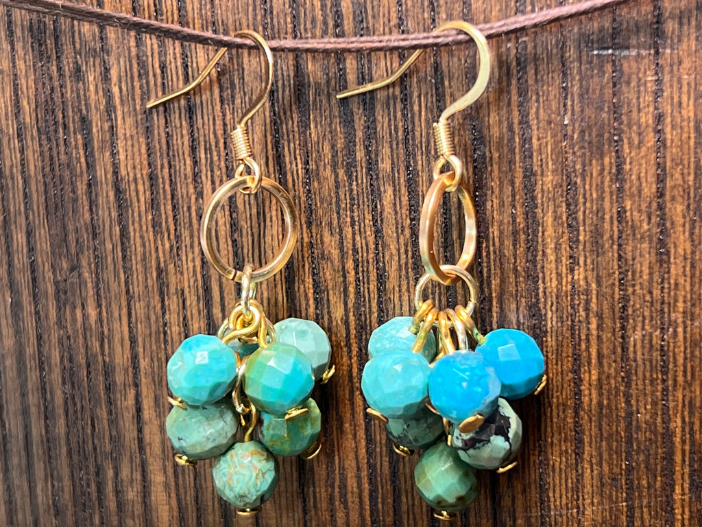 Turquoise Shaky Earrings on 14k gold pl