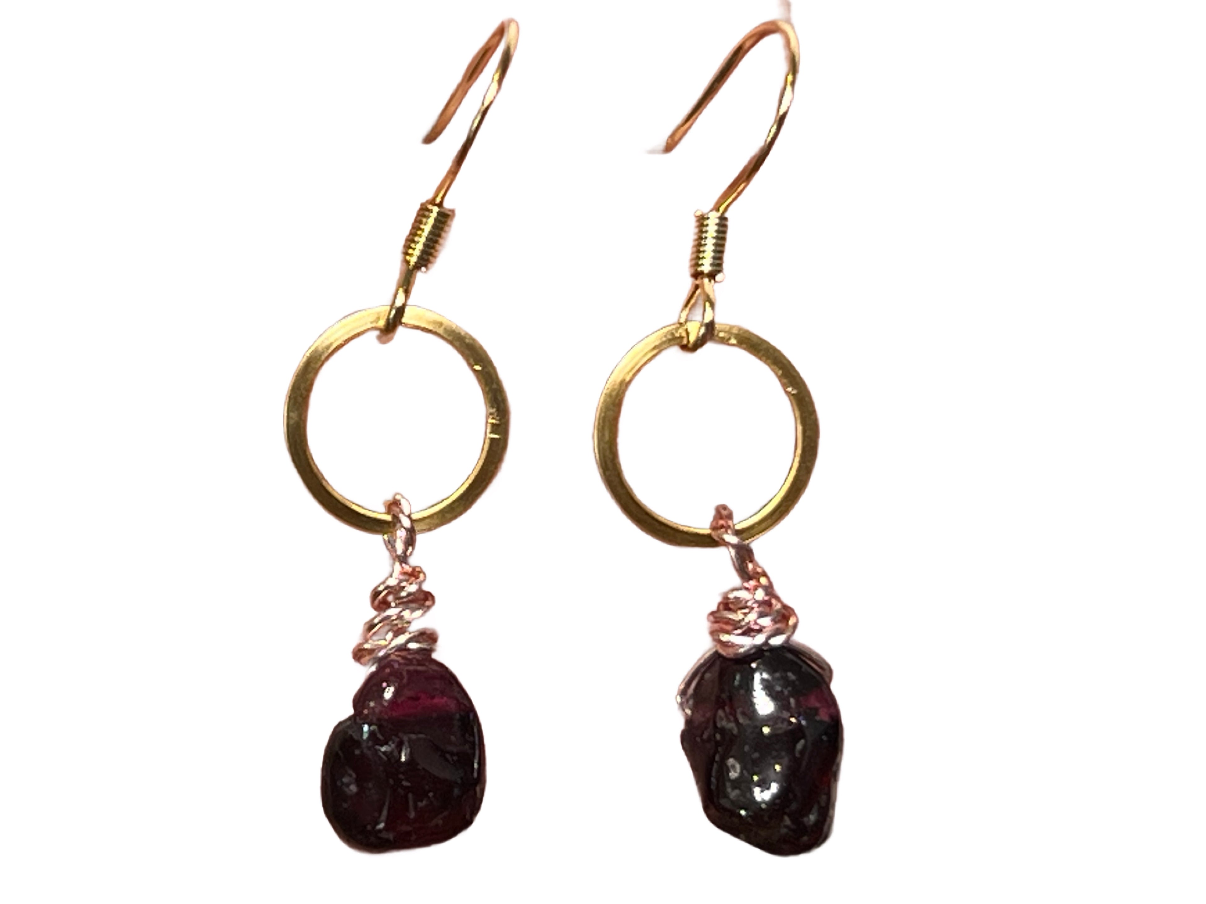 Garnet Earrings on 14k gold pl hooks