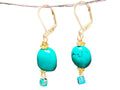 Turquoise Earrings on 14k gold pl stainless steel lever back French hooks