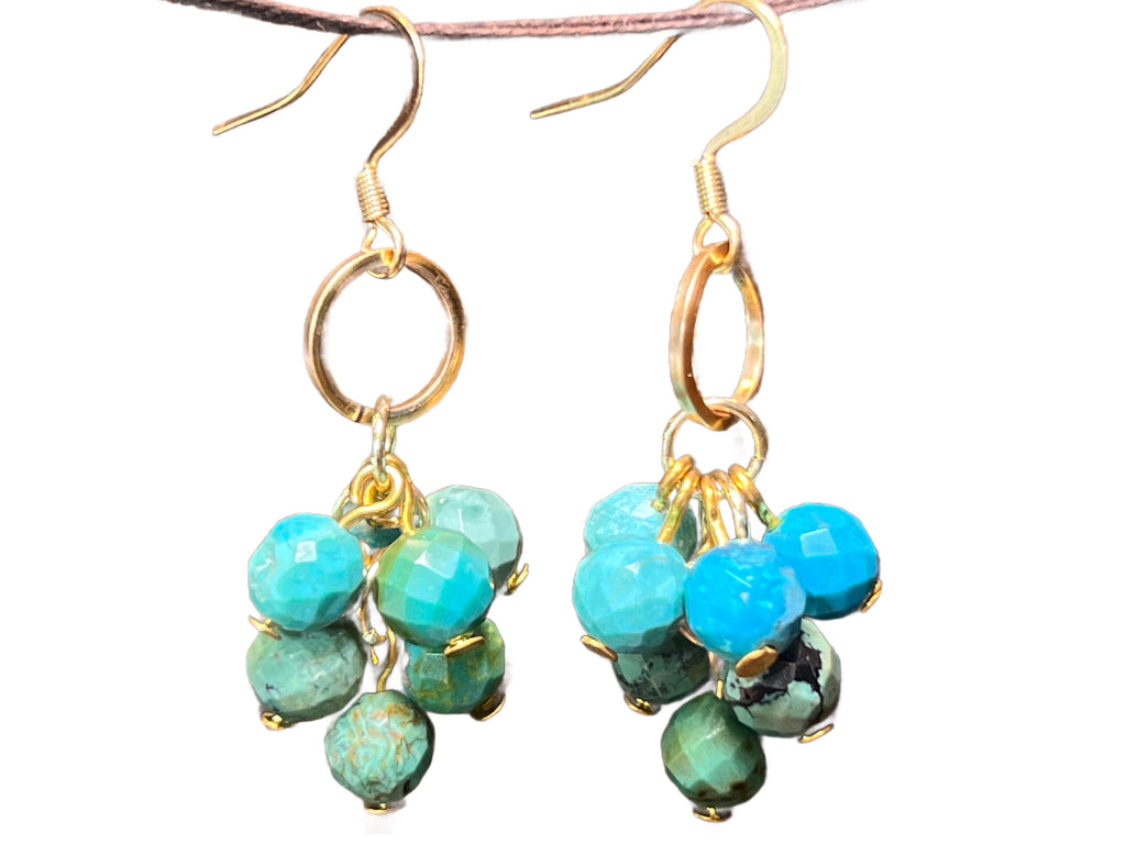 Turquoise Shaky Earrings on 14k gold pl