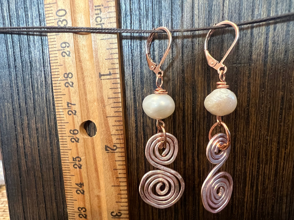 Freshwater Pearl Earrings - rose gold