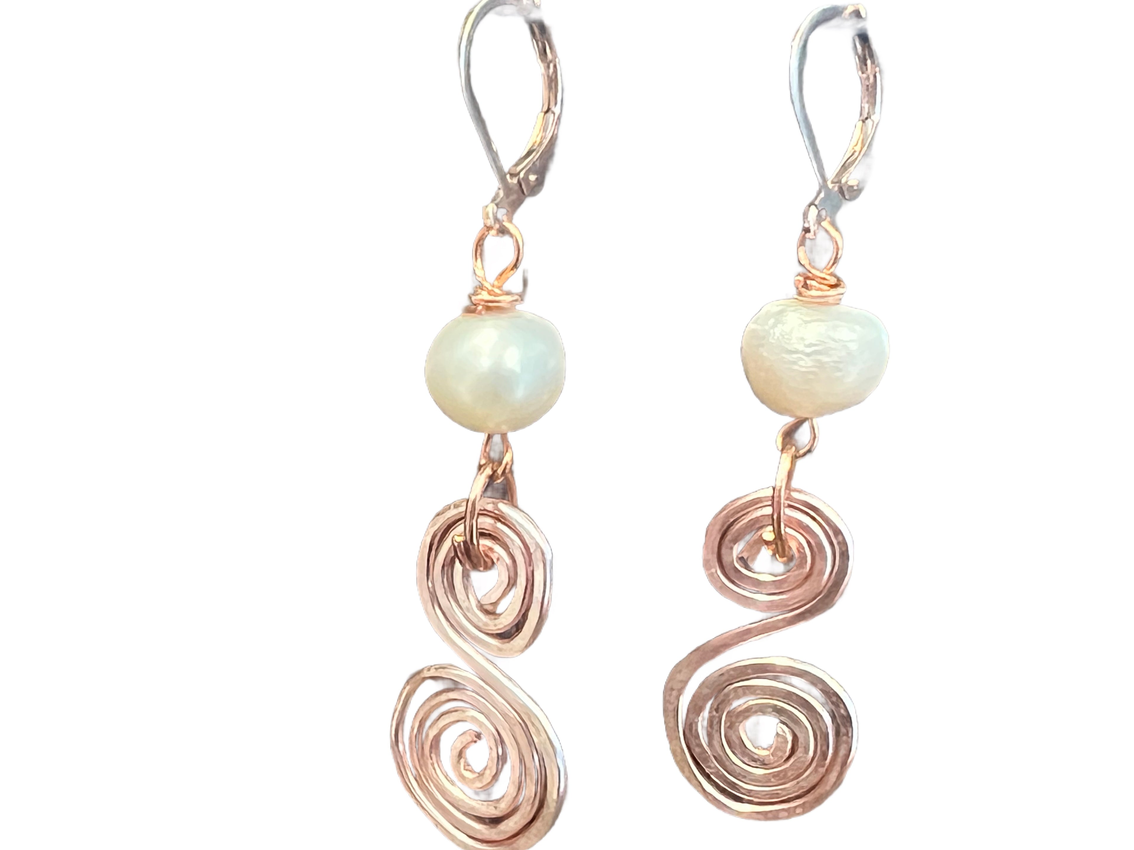 Freshwater Pearl Earrings - rose gold