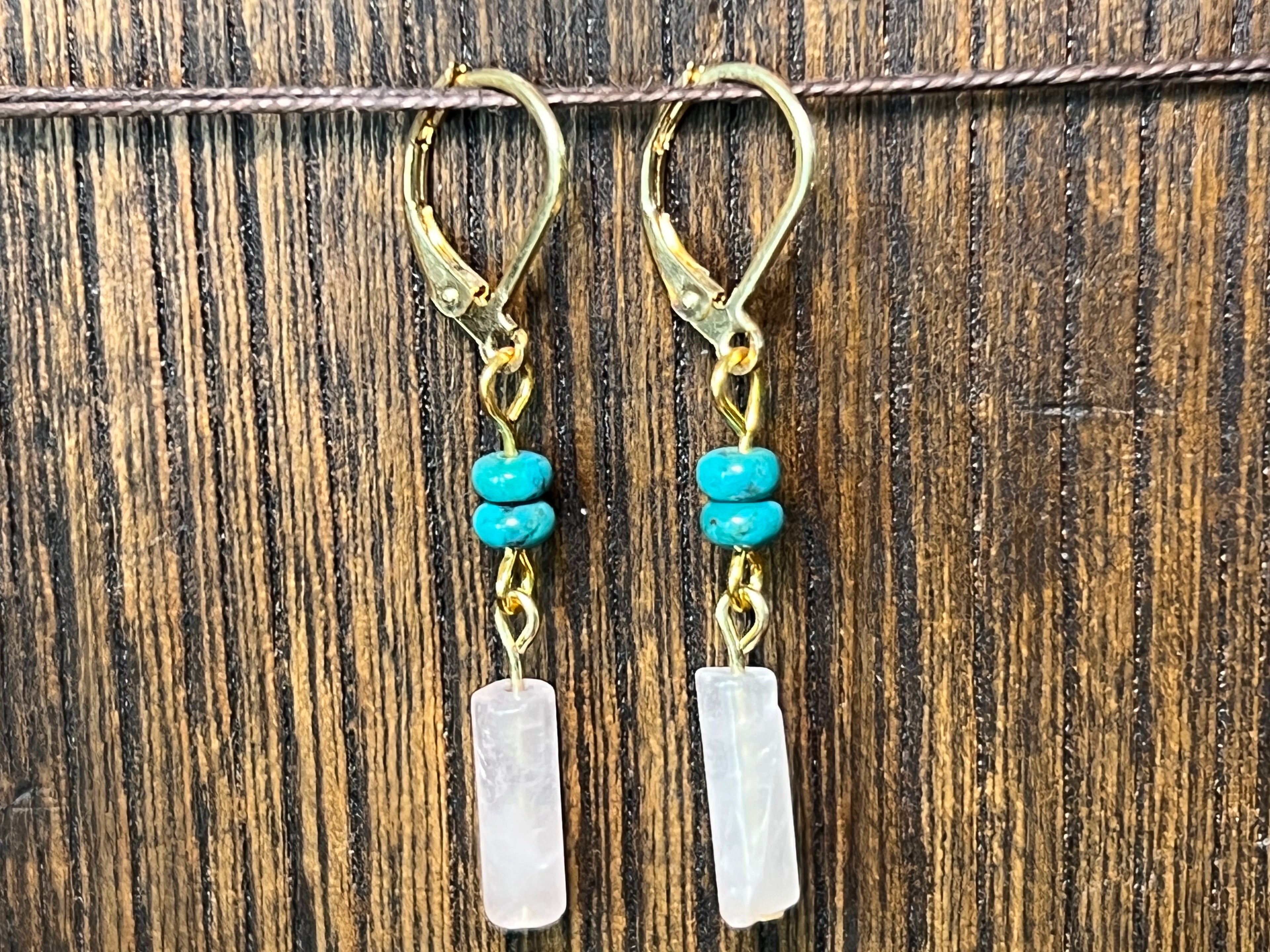 Turquoise & Rose Quartz earrings