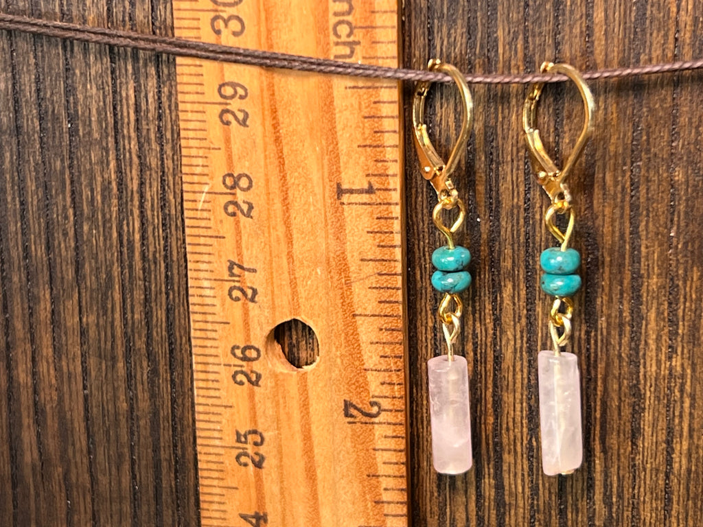 Turquoise & Rose Quartz earrings