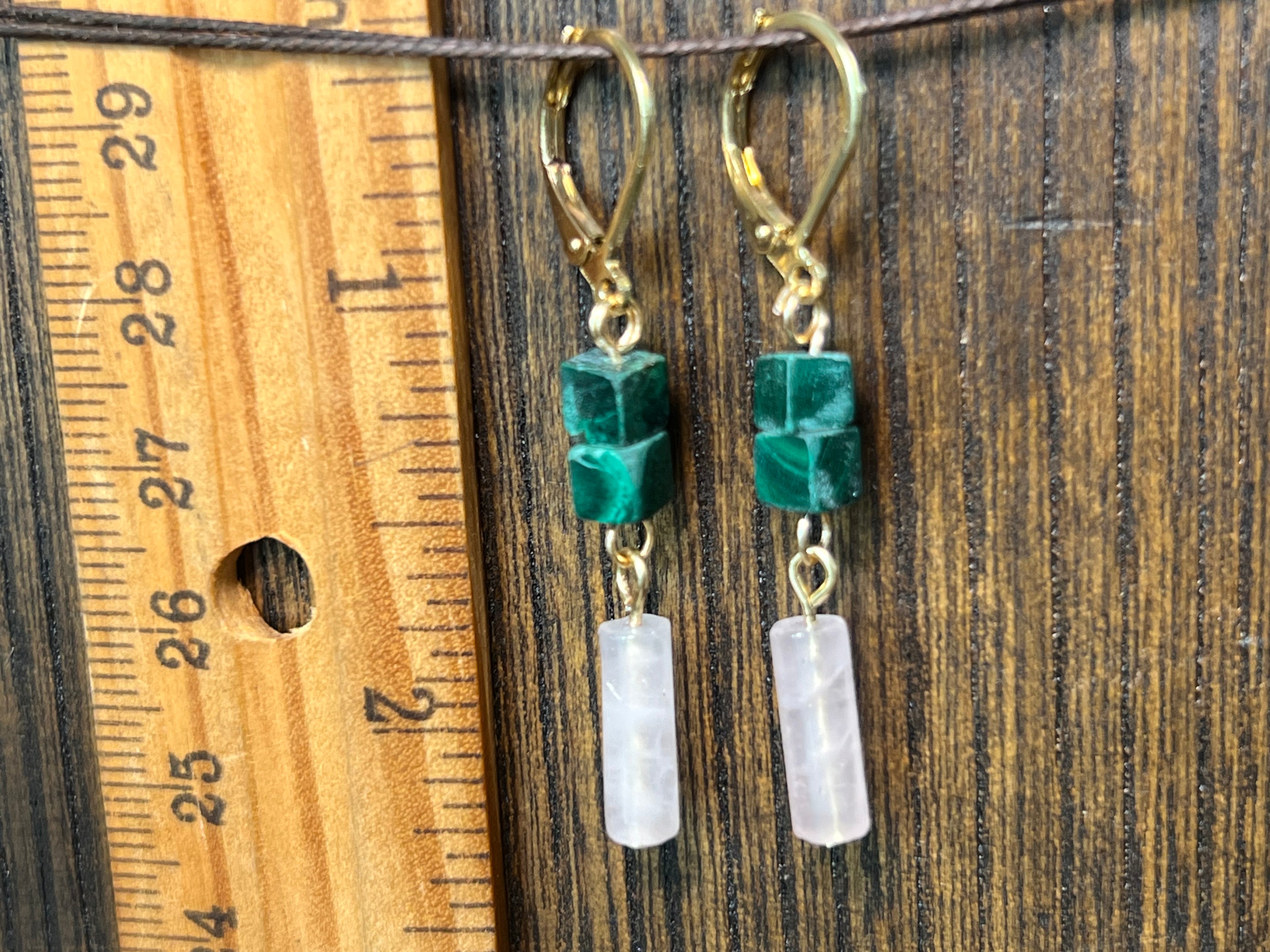 Rose Quartz & Malachite earrings