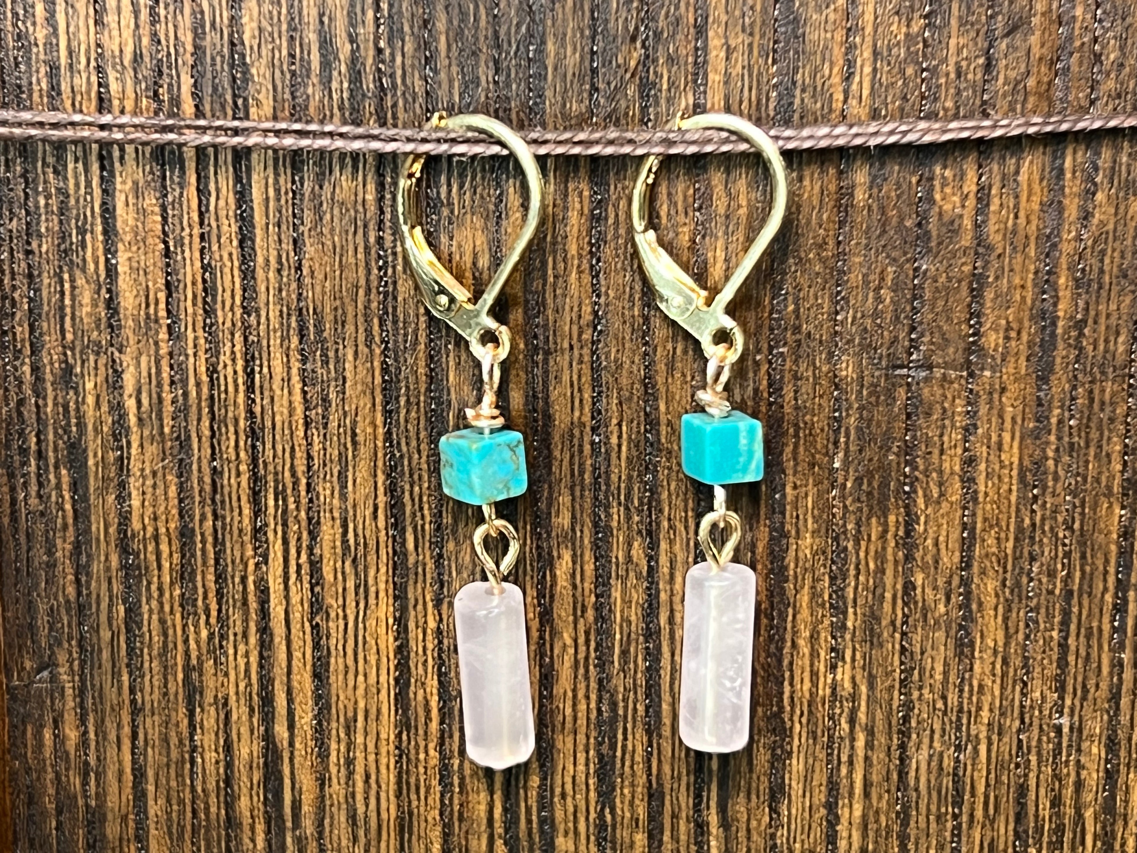 Turquoise & Rose Quartz earrings