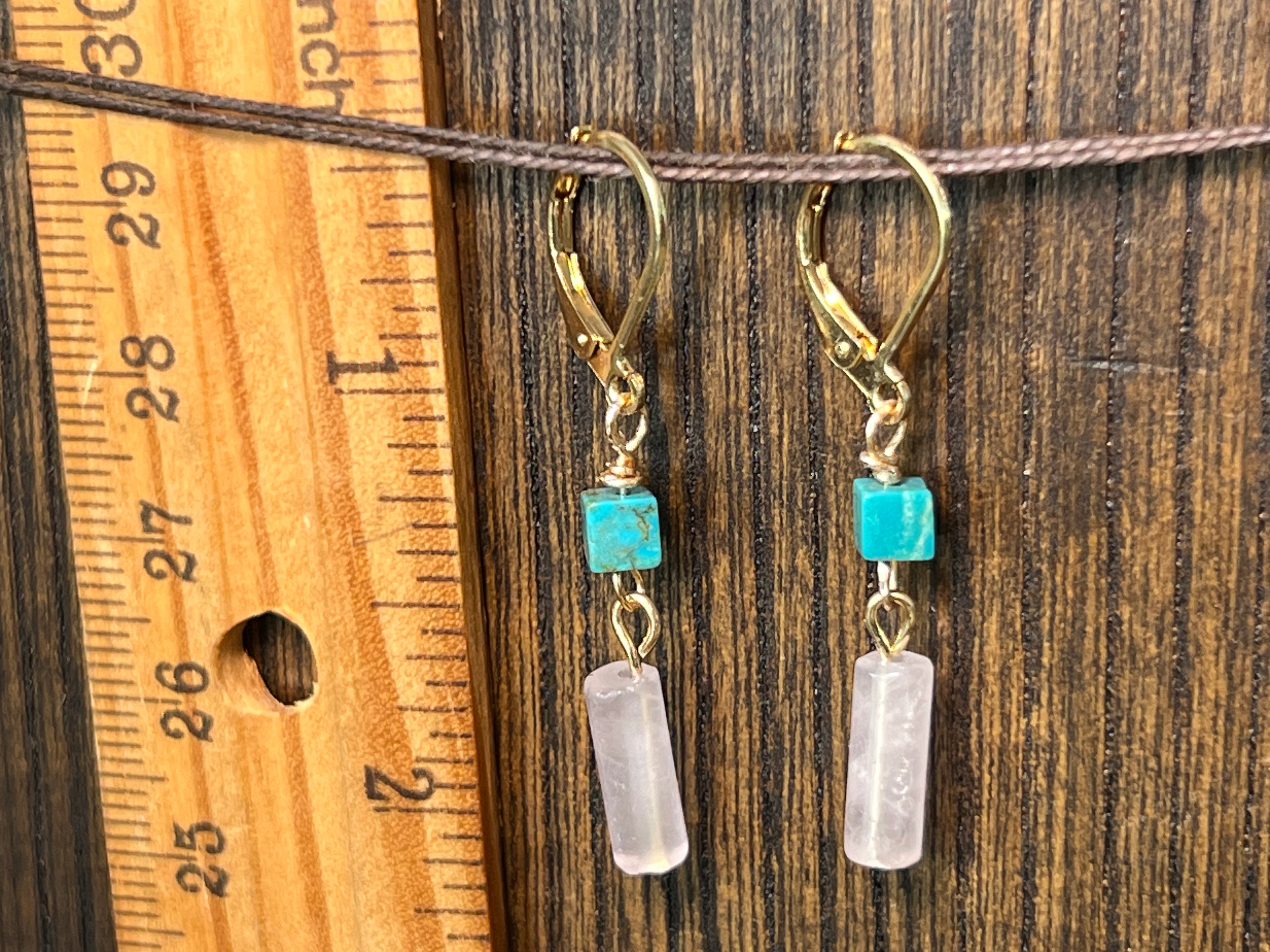 Turquoise & Rose Quartz earrings