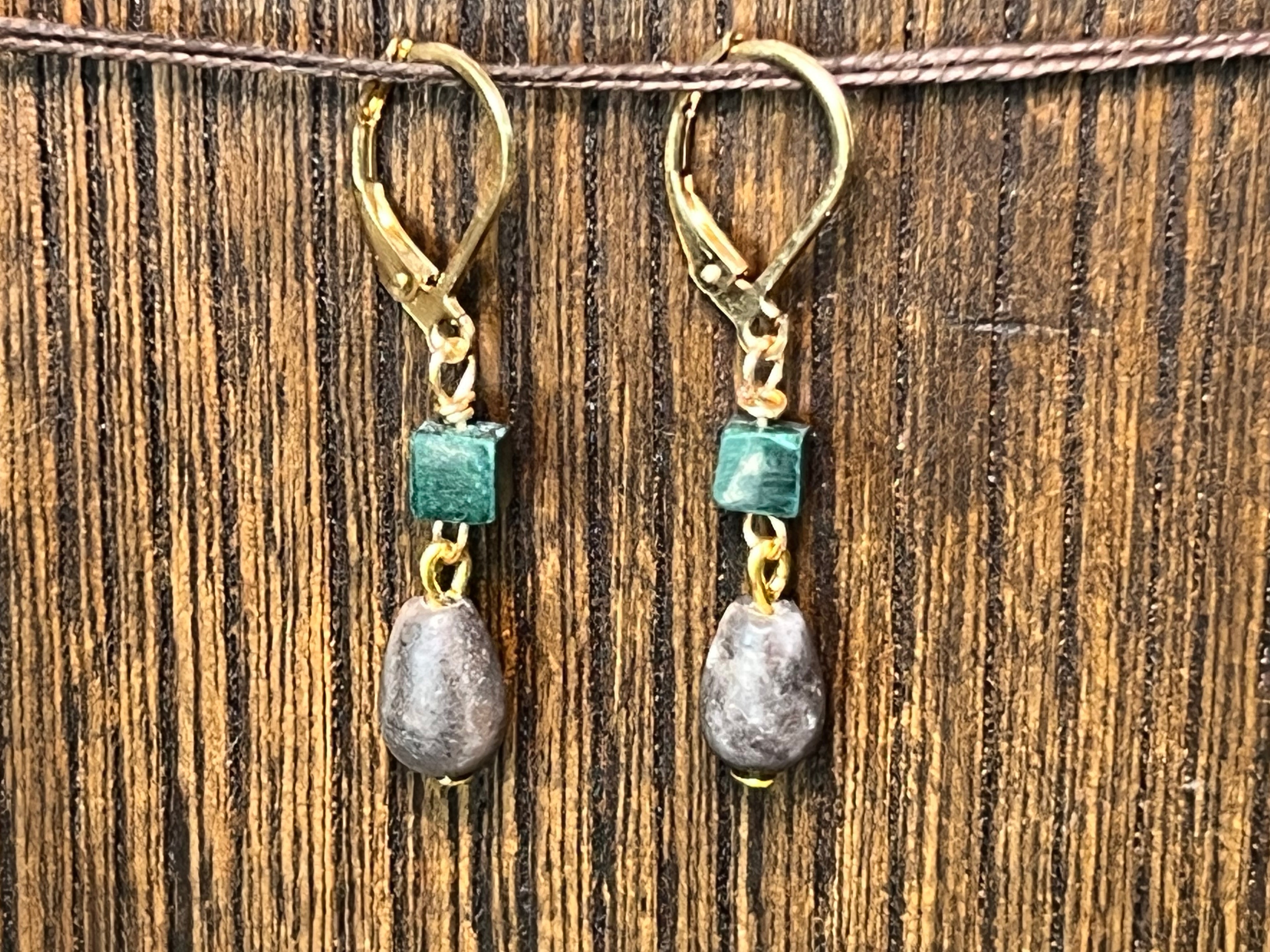 Amazonite & Malachite earrings