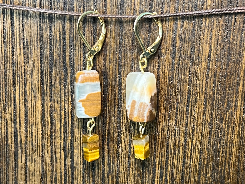 Onyx and Tiger’s Eye earrings
